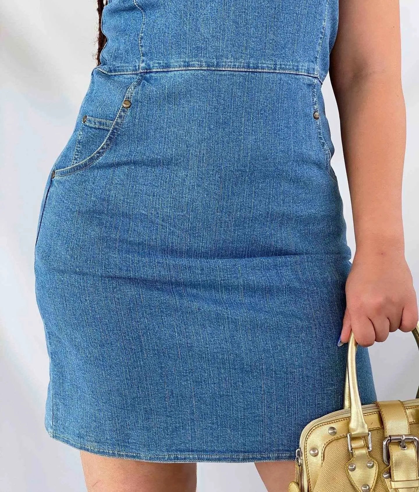 Vintage Y2K Sam Denim Dress - Balagan Vintage Denim Dress 00s, 00s dress, 90s, 90s dress, cotton, Deals, denim, denimdress, festival wear, midi dress, outerwear, streetwear, summer, techno, techno wear, vintage dress, women, women jeans, Y2K, Y2K dress