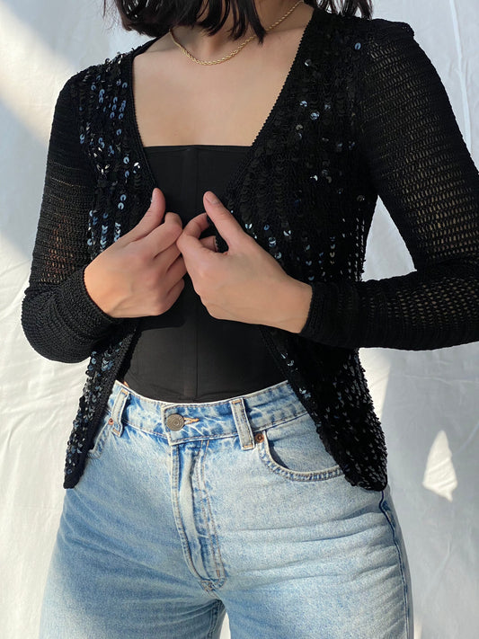 Y2K Bay Crochet Cardigan - Balagan Vintage Cardigan 90s, cardigan, crochet, Deals, outerwear, vintage