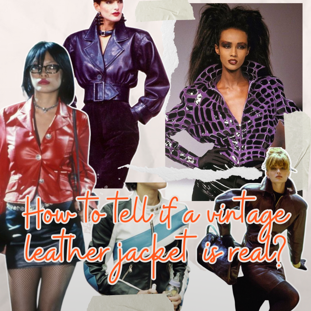 Vintage leather jackets: red, purple, and patterned styles from 90s Y2K fashion era