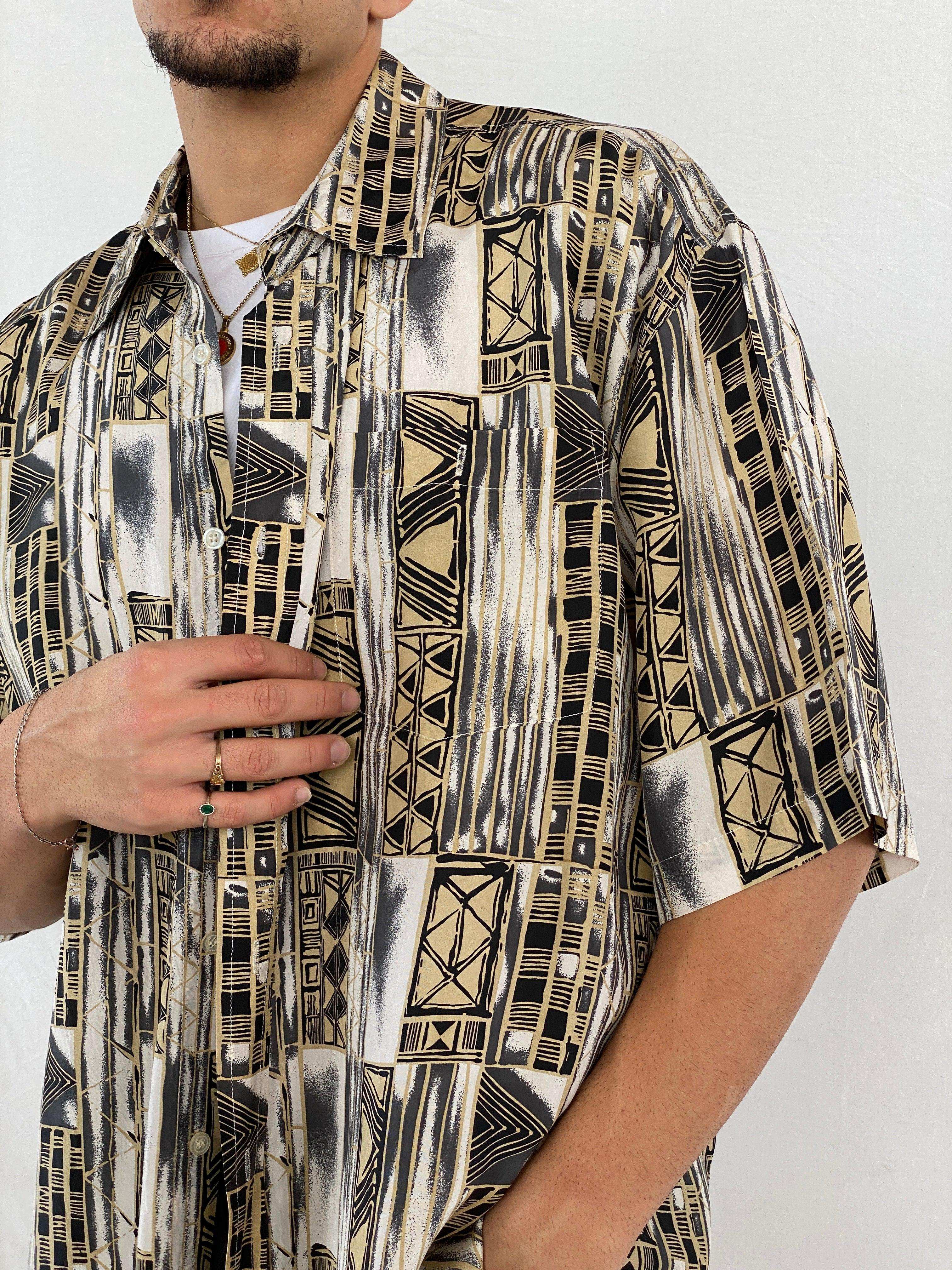 Vintage Scandia Woods Silk Printed Shirt - Balagan Vintage Half Sleeve Shirt 90s, Abdullah, half sleeve shirt, NEW IN