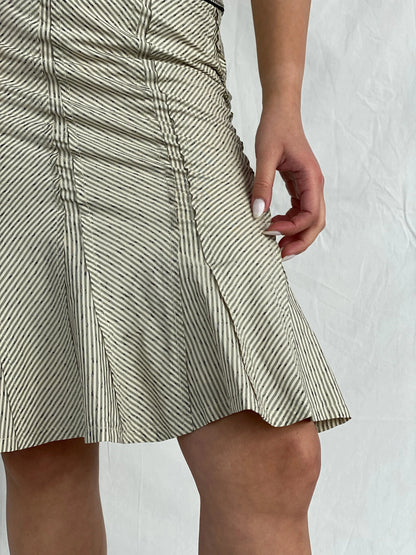 00s Apriori Cream Black Fitted Striped Flare Skirt - 36EUR - Balagan Vintage Midi Skirt 00s, Fatima, midi skirt