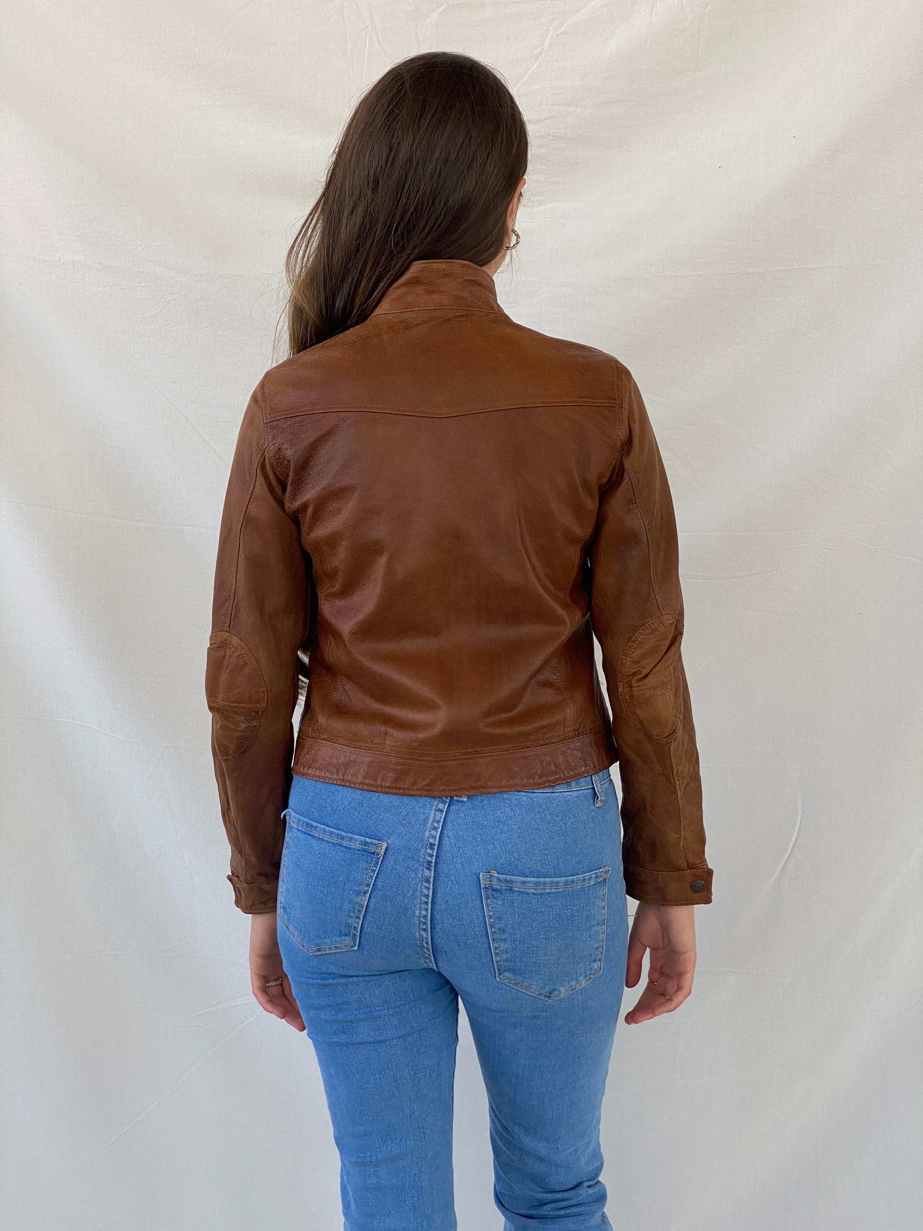 00s Next Genuine Leather Brown Jacket - S - Balagan Vintage Leather Jacket 90s, genuine leather jacket, leather jacket, Mira, winter