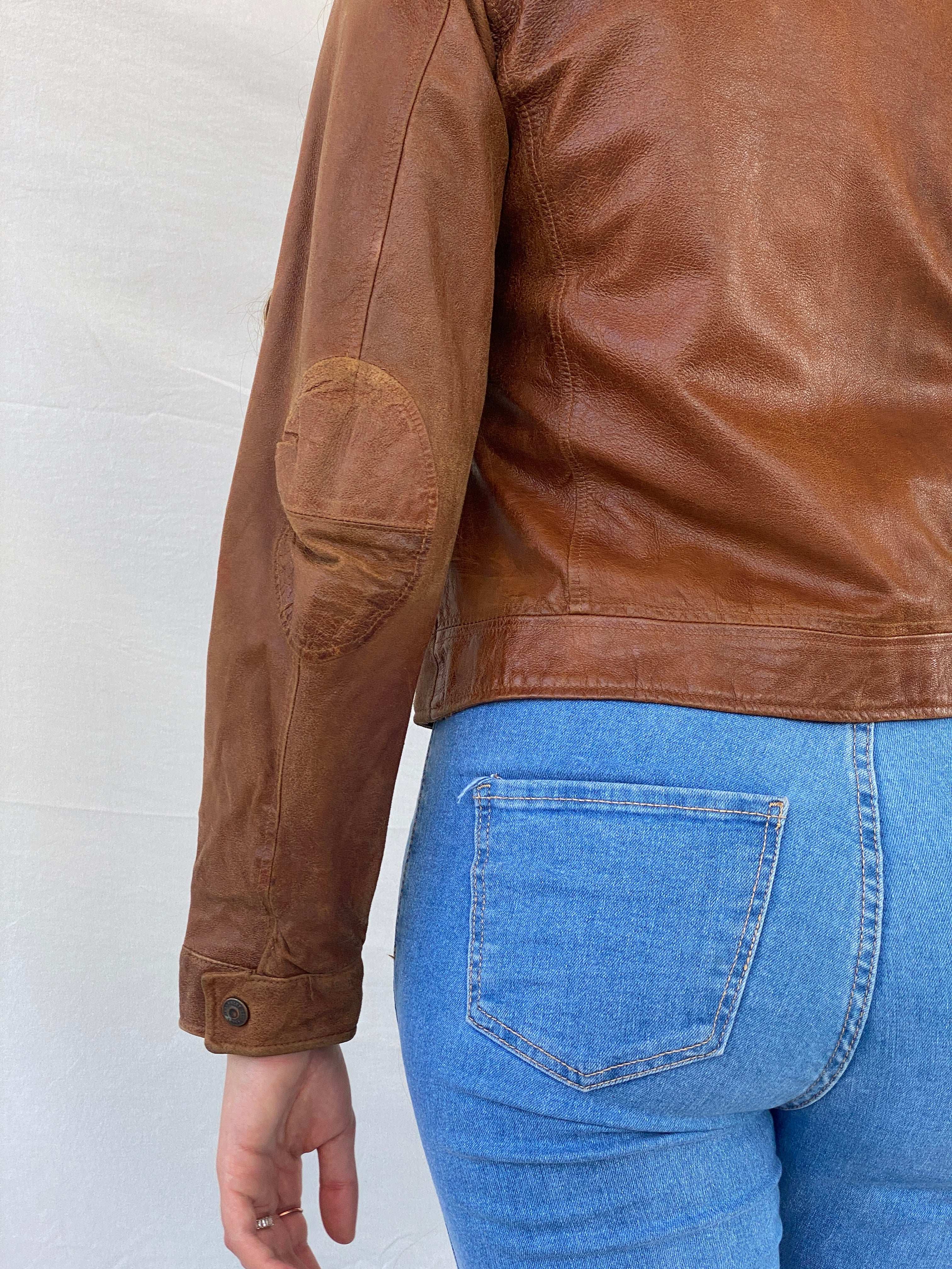 00s Next Genuine Leather Brown Jacket - S - Balagan Vintage Leather Jacket 90s, genuine leather jacket, leather jacket, Mira, winter