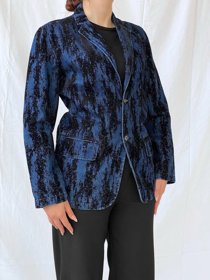 00s Two Percent Homme Dark Navy and Black Women’s Denim Blazer - S - Balagan Vintage Blazer 00s, Ayah, Coats&Jackets, denim, denim jacket, Women's Blazers, Women's Denim Jackets
