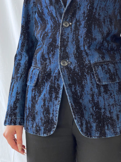 00s Two Percent Homme Dark Navy and Black Women’s Denim Blazer - S - Balagan Vintage Blazer 00s, Ayah, Coats&Jackets, denim, denim jacket, Women's Blazers, Women's Denim Jackets