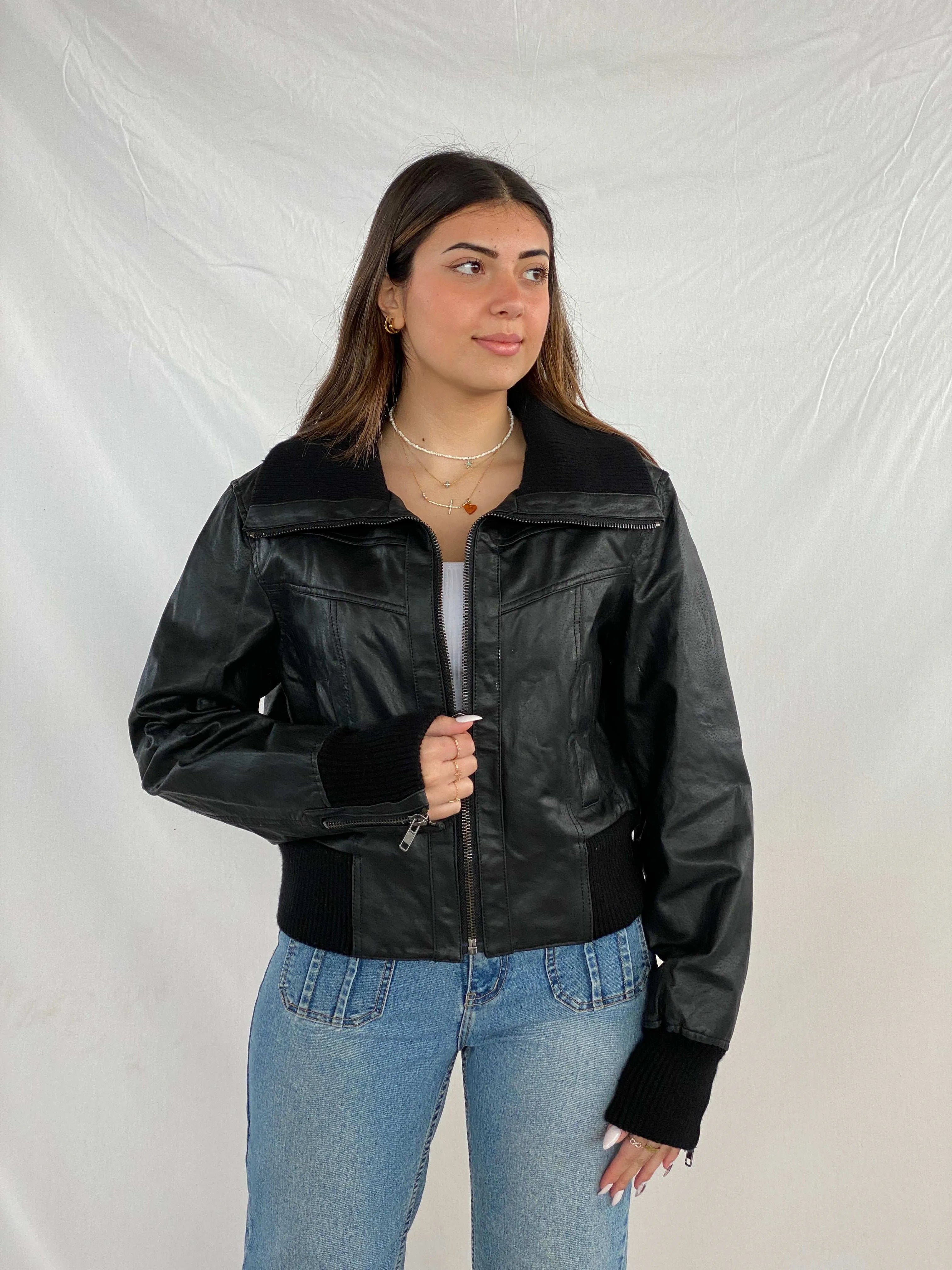 00s Wear Me.. Work Me.. Love Me by New Look Genuine Leather Jacket - Balagan Vintage Leather Jacket 00s, black leather, genuine leather, genuine leather jacket, Juana, leather jacket