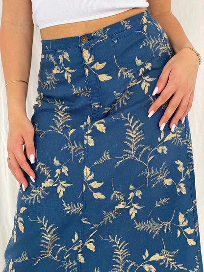 00s Y2K Liz Claiborne Lizwear Midi Linen Skirt - Size S - Balagan Vintage Midi Skirt 00s, 90s, floral, floral skirt, midi skirt, Rama