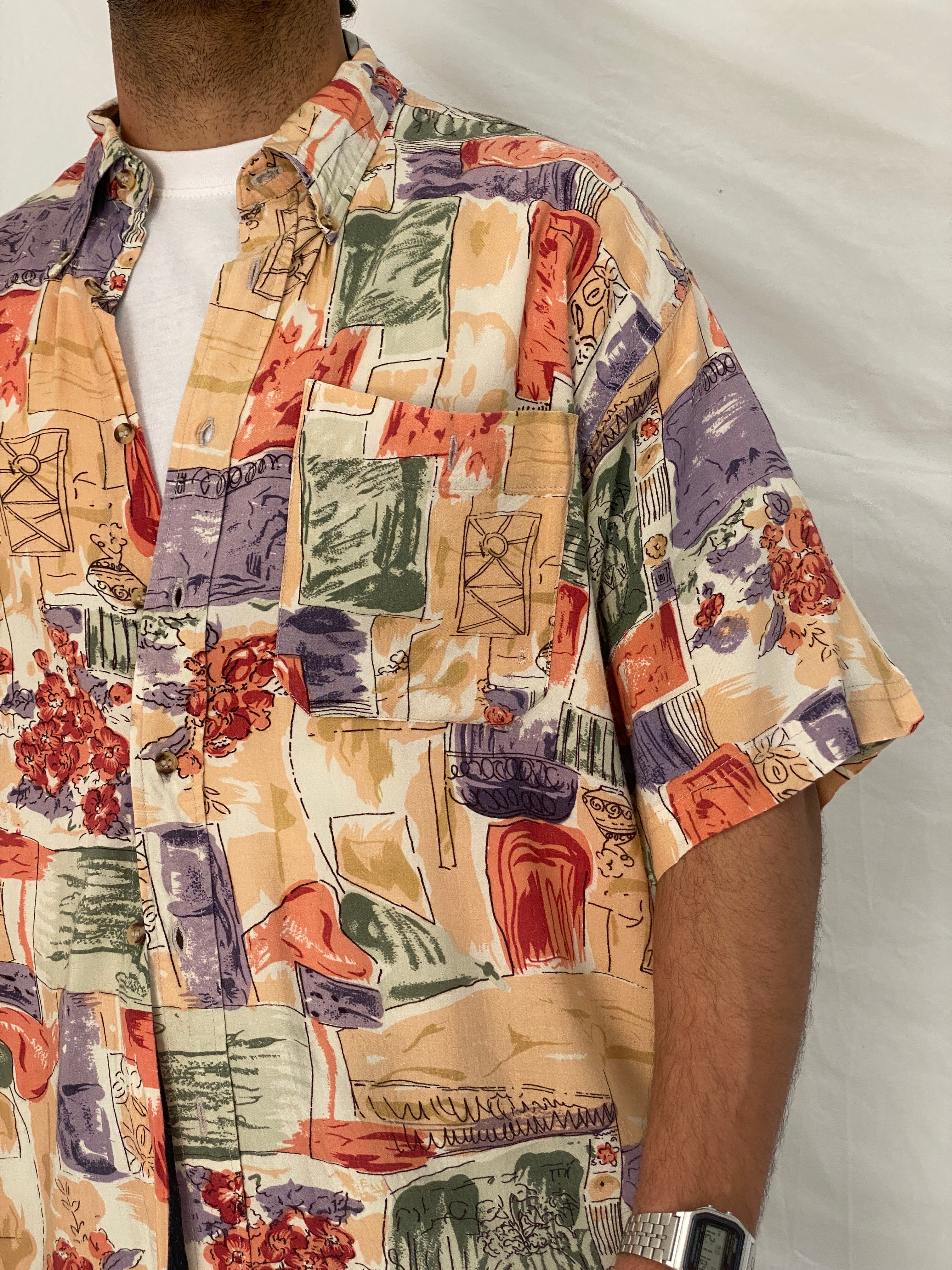 Vintage 90s MC.GORDON by Dressmann Abstract Viscose Shirt – L