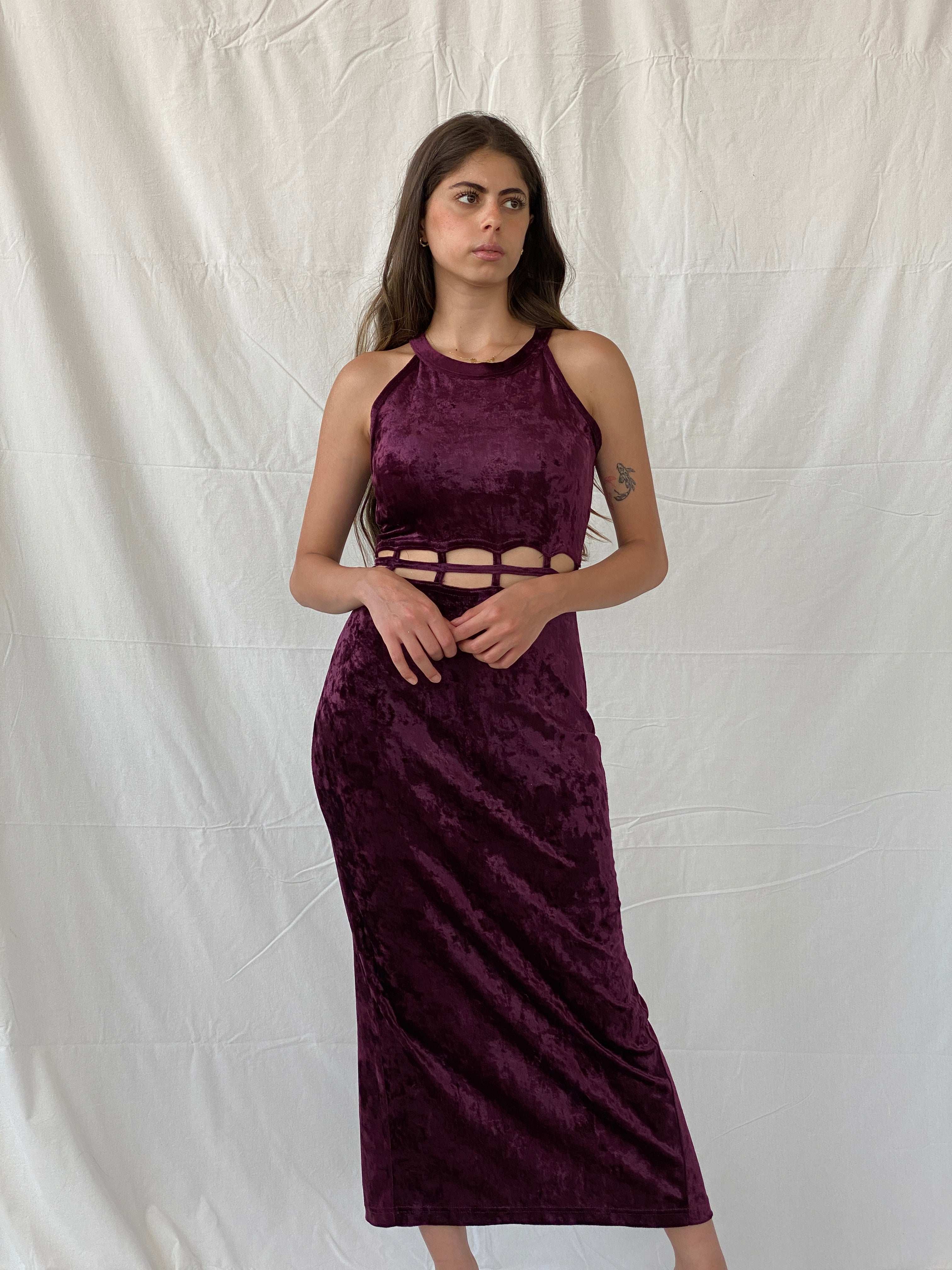 Vintage Joule Velvet Purple Maxi Sleeveless Party Dress - M