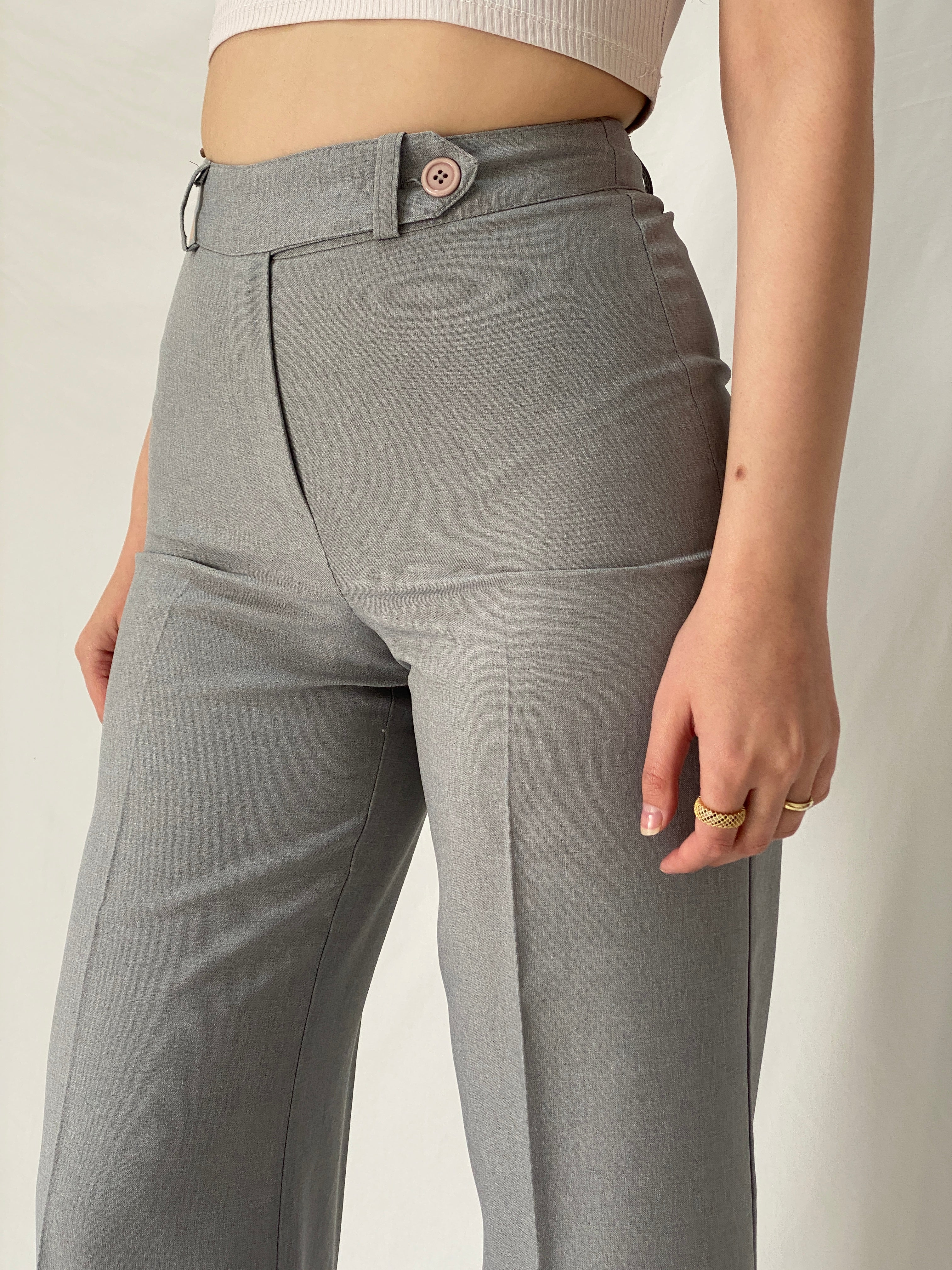 Vintage 90s Mandee Grey High-Waisted Office Trousers - S