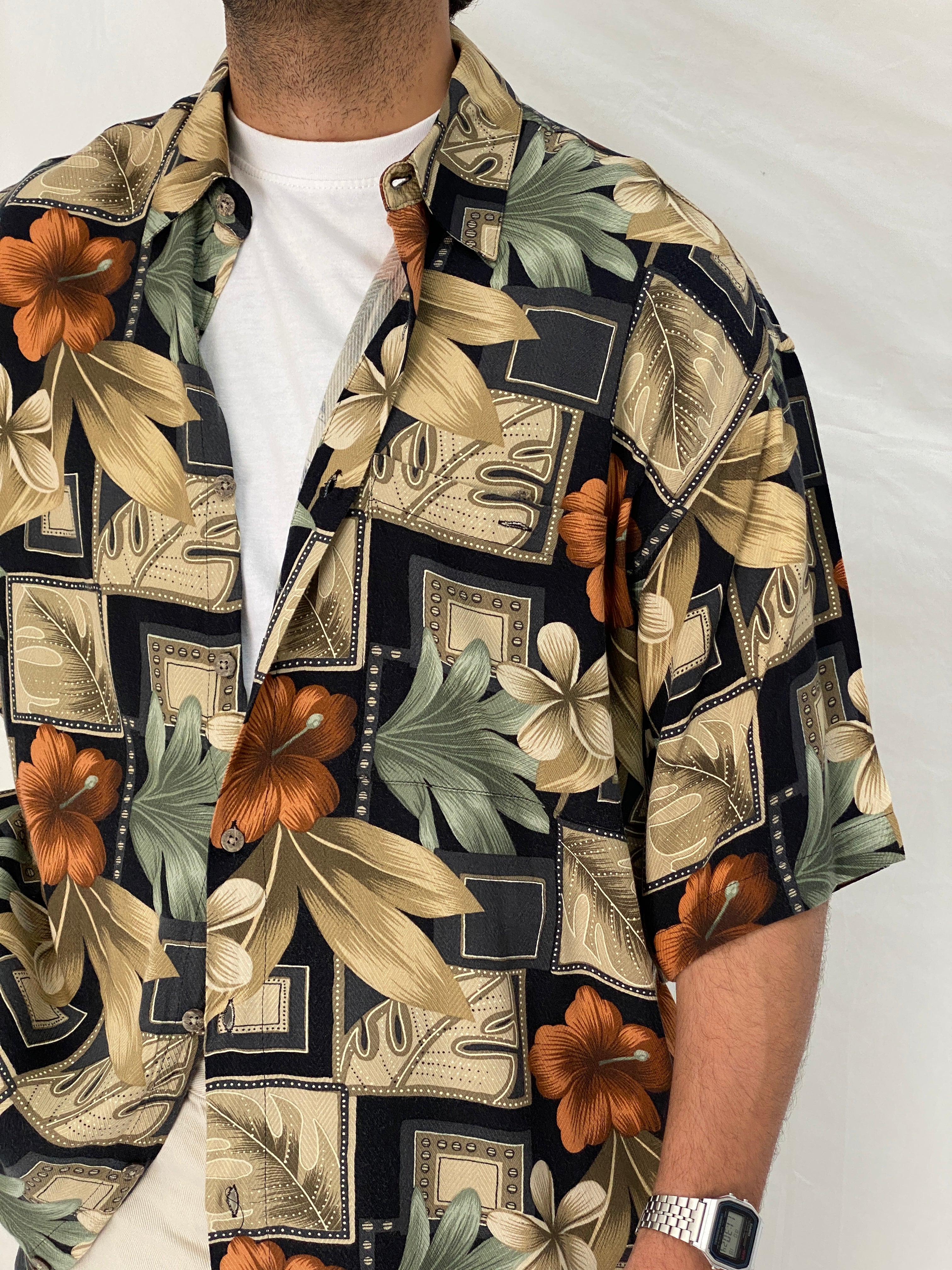 Vintage Campia Moda Tropical Relaxed Fit Rayon Vacation Shirt - L