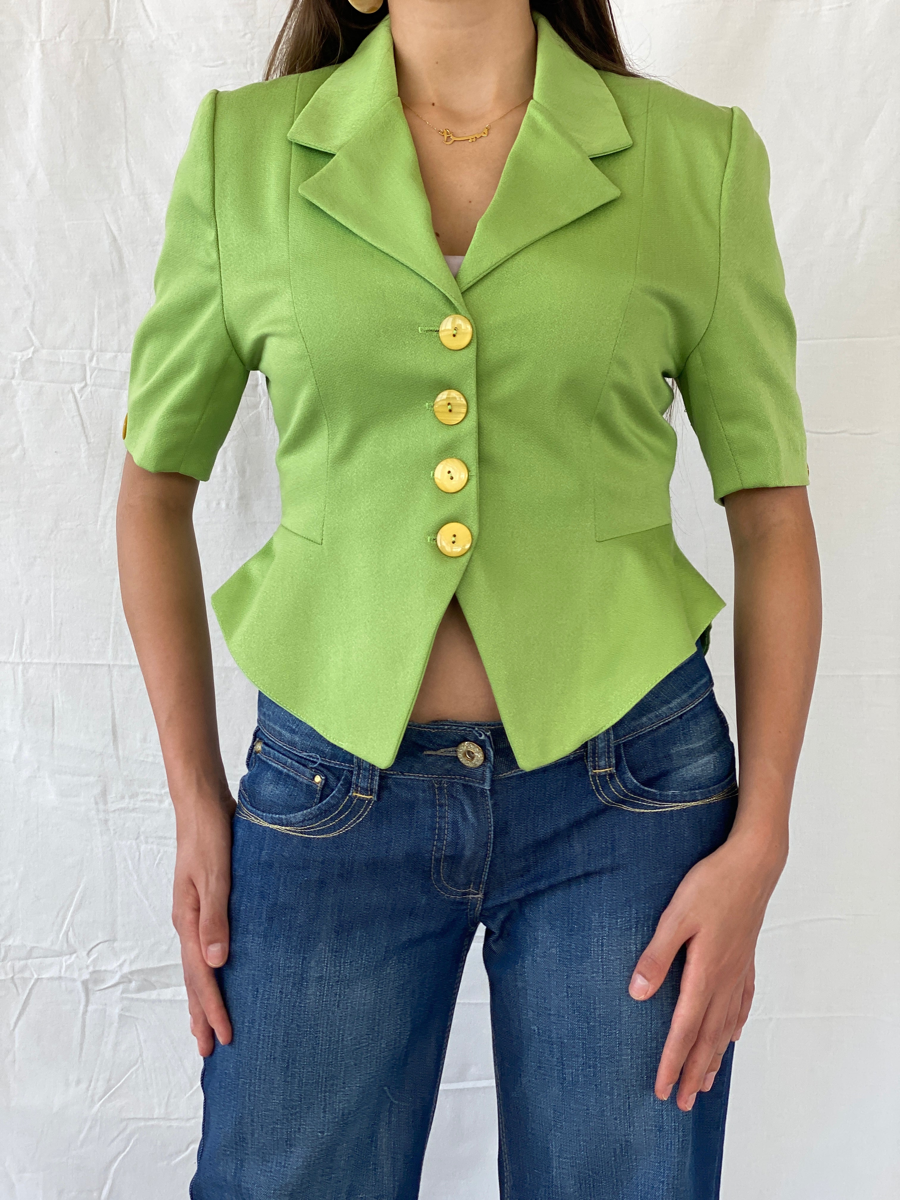 Vintage MCM M Comme Michael Paris Green Half Sleeve Blazer - S