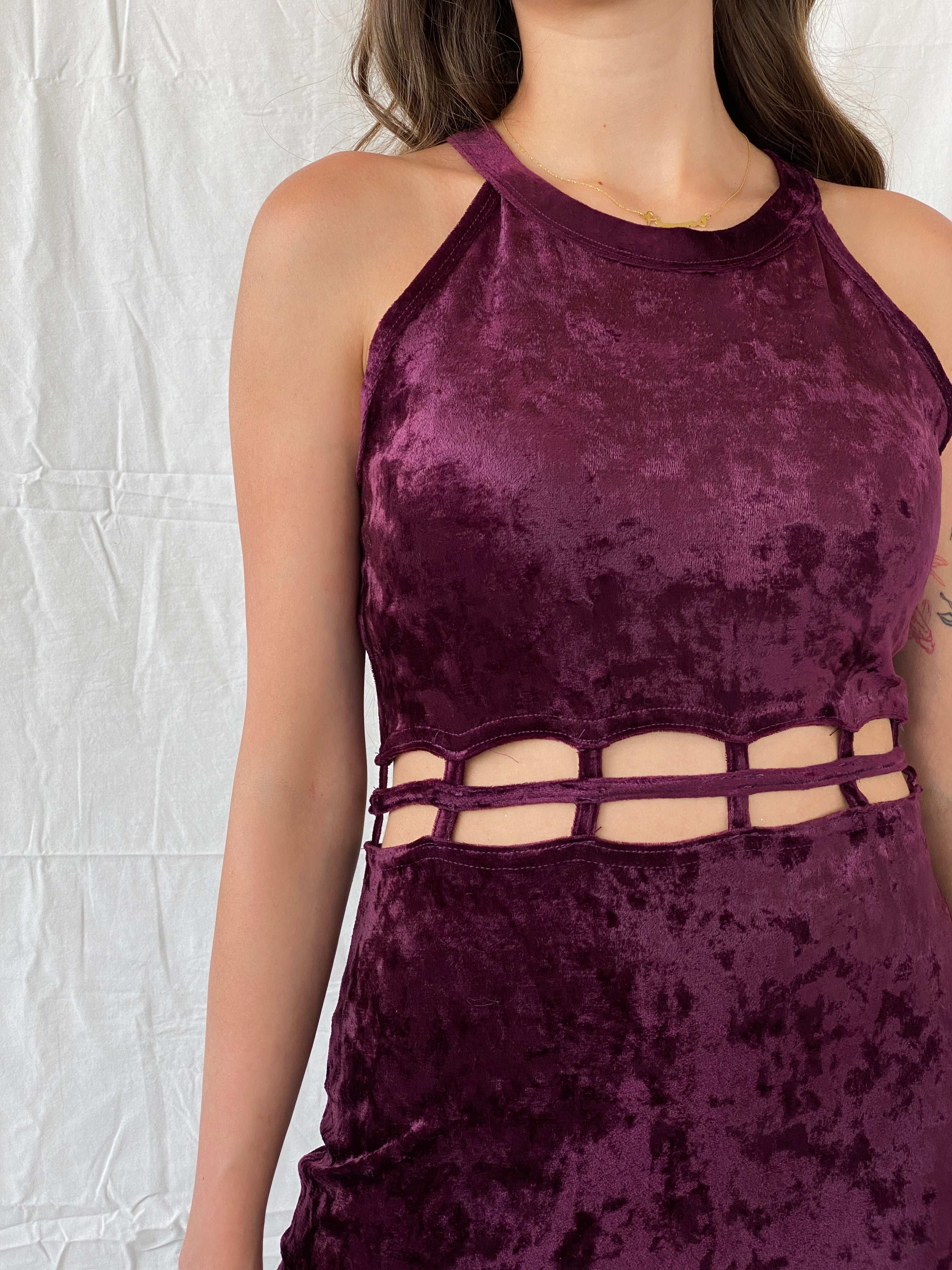 Vintage Joule Velvet Purple Maxi Sleeveless Party Dress - M