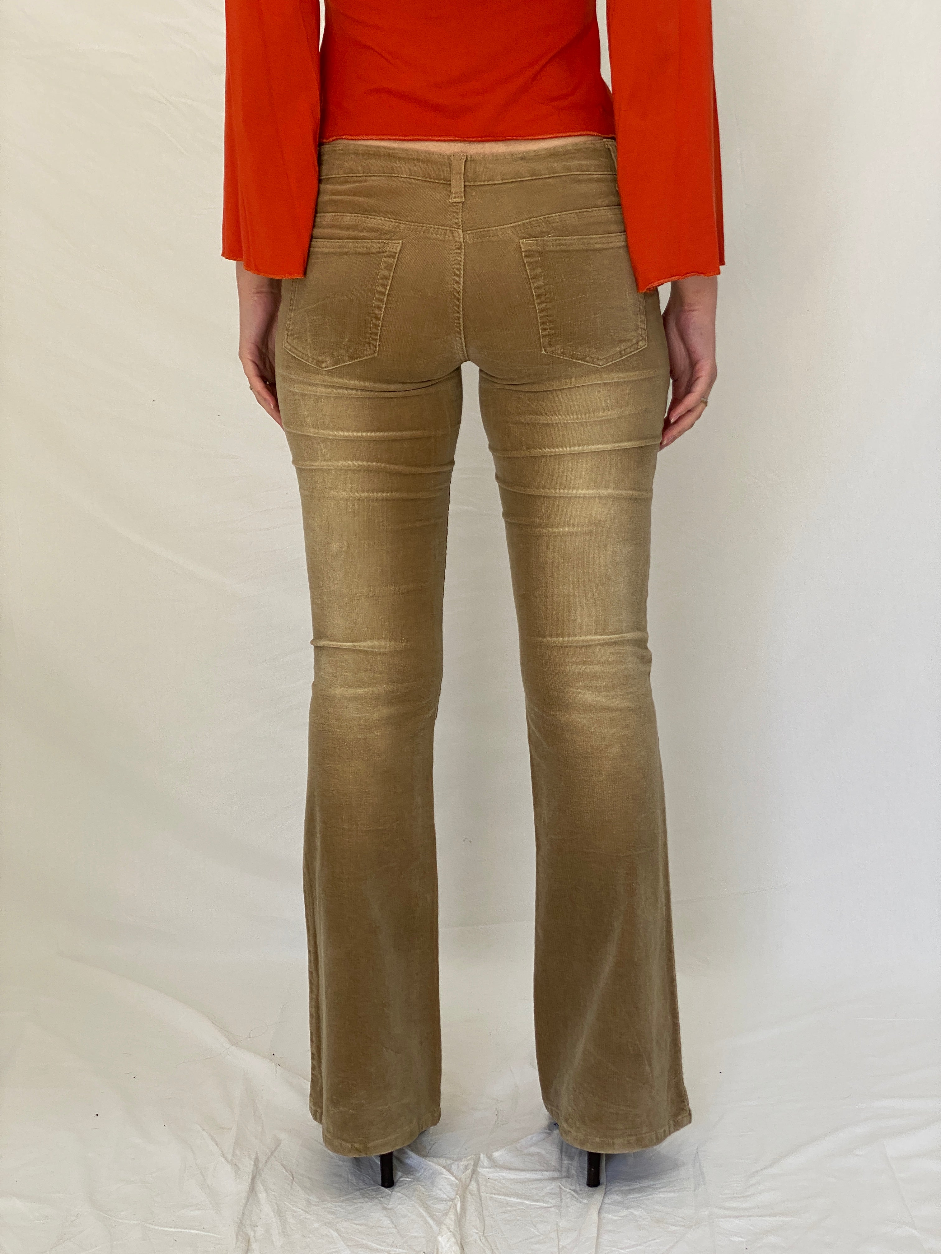 Y2K No Body Classic Fashion Brown Corduroy Jacket & Flared Pants Set with Sequin Trim - M