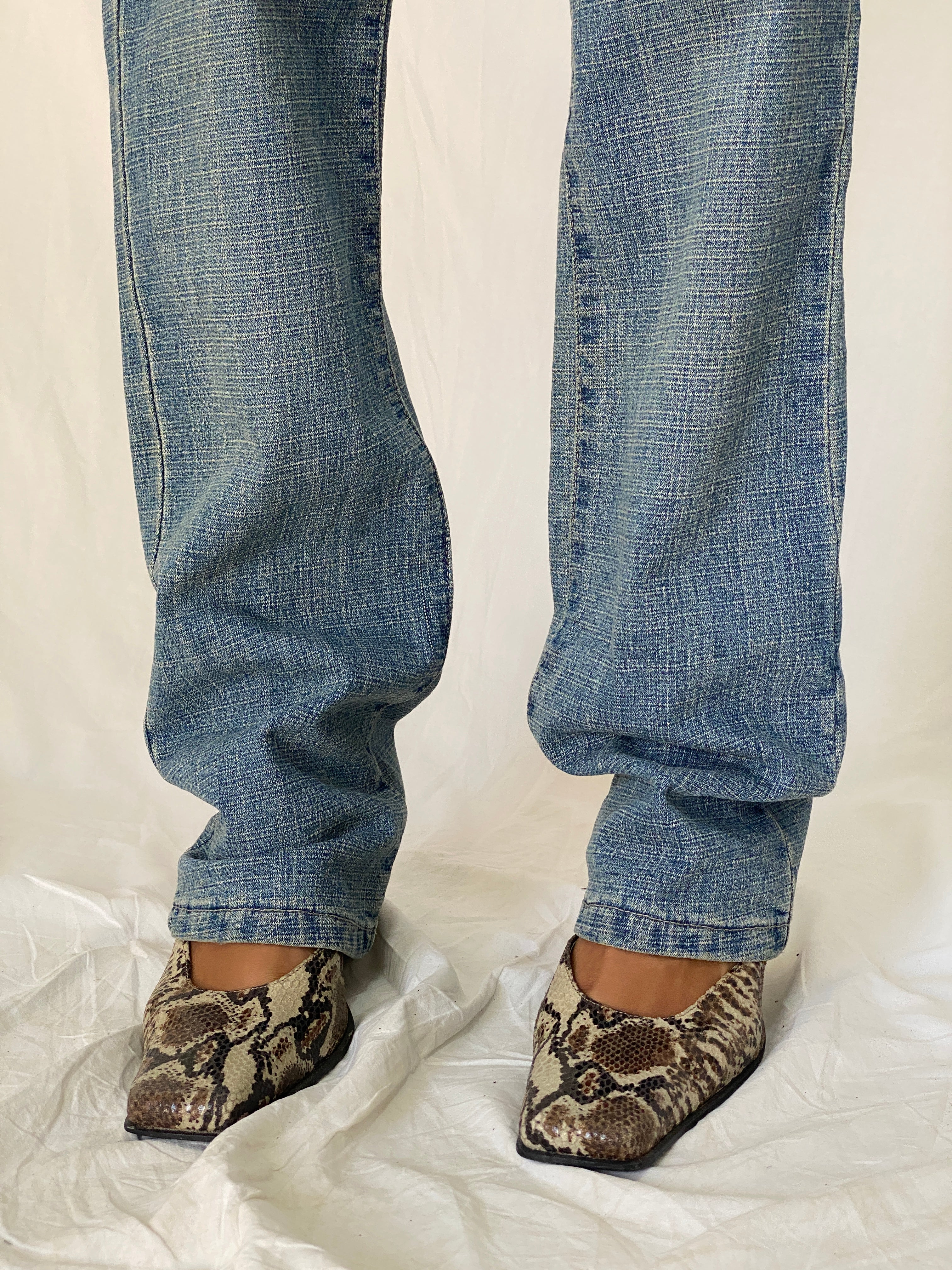 Vintage Y2K Forbidden Zone Blue Faded Low Rise Straight Leg Denim Jeans - S