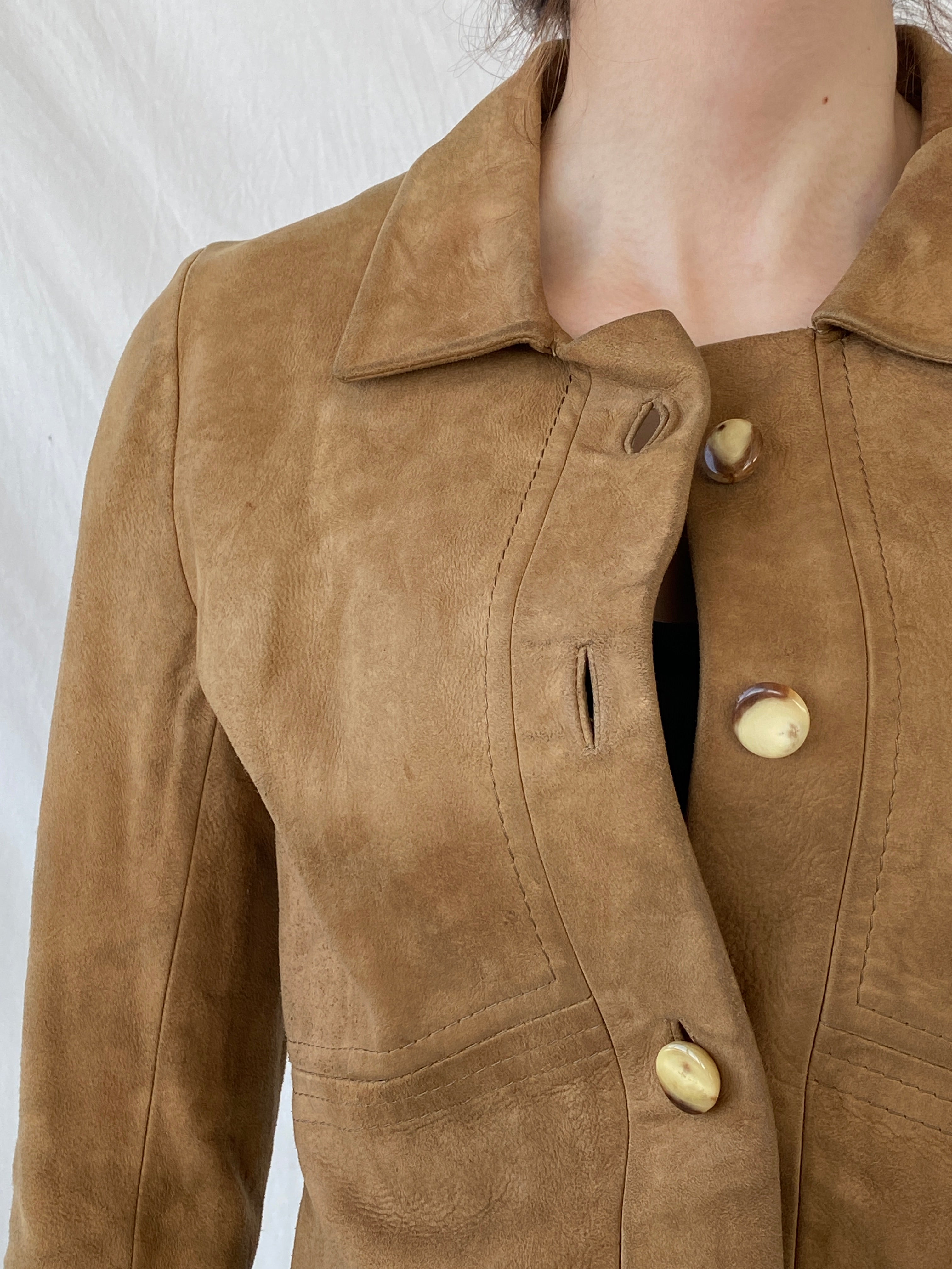 Vintage Gnädig Sportmoden Tan Cropped Genuine Suede Jacket - S