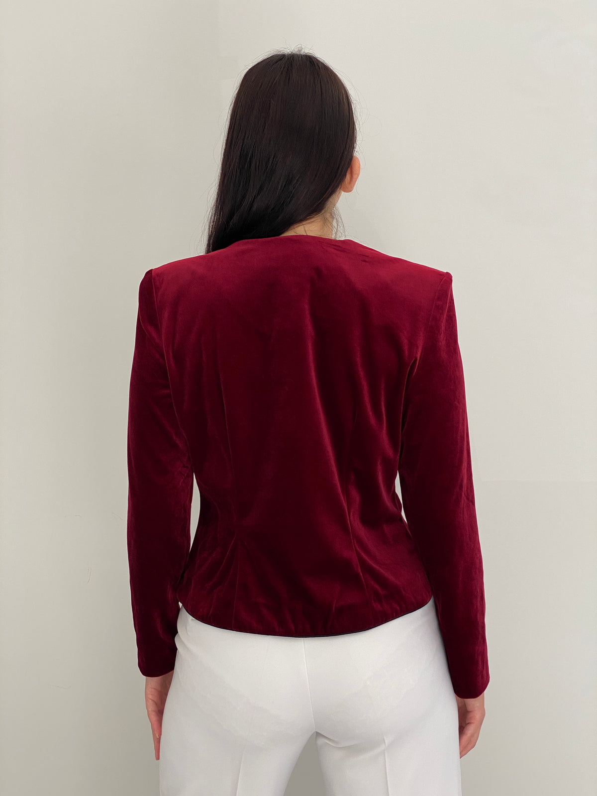 Vintage 90s Maren Burgundy Velvet Jacket with Frog Closures - M