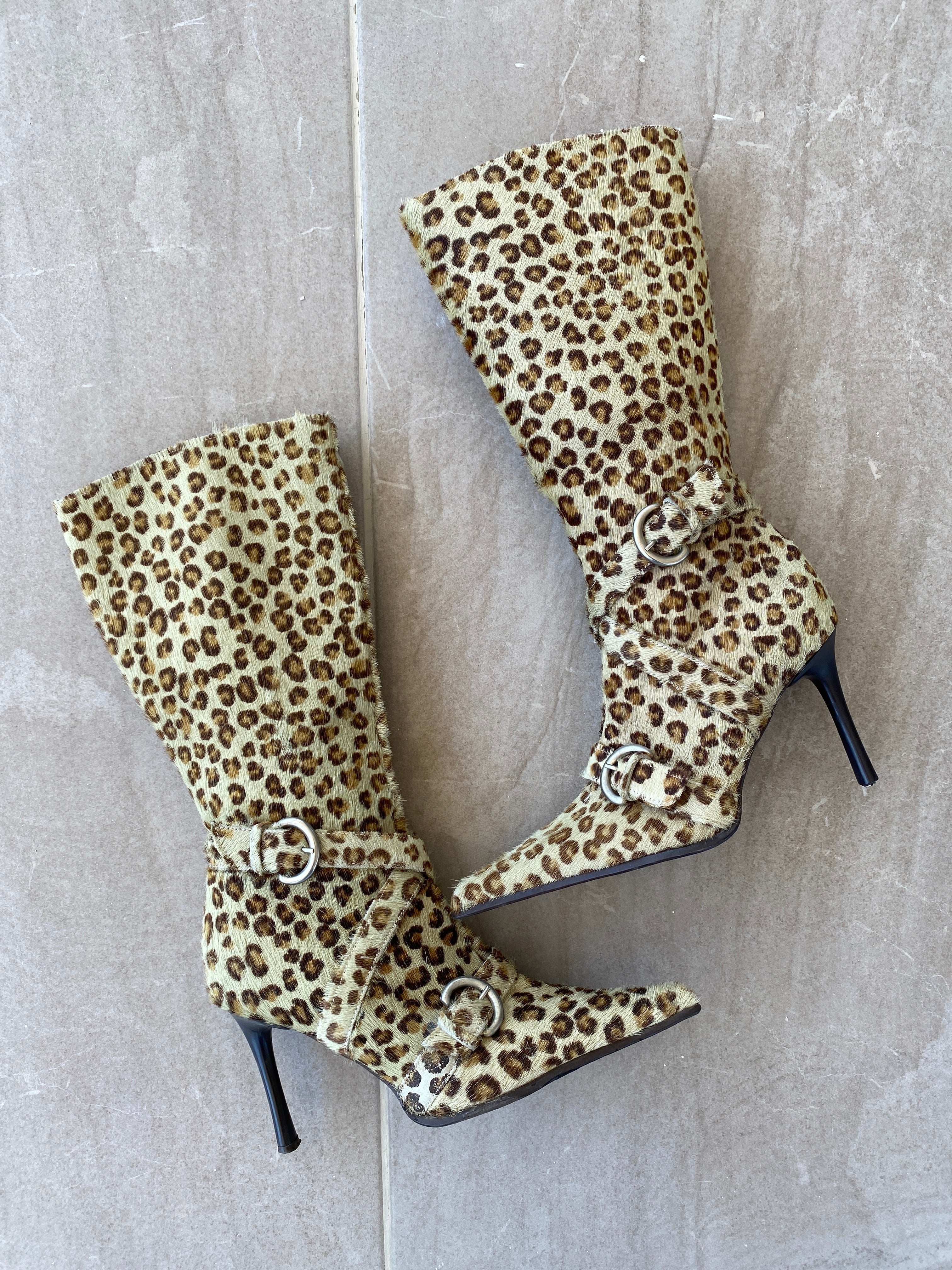 RIPA Italy Vintage Cheetah Leopard Print High Heel Boots