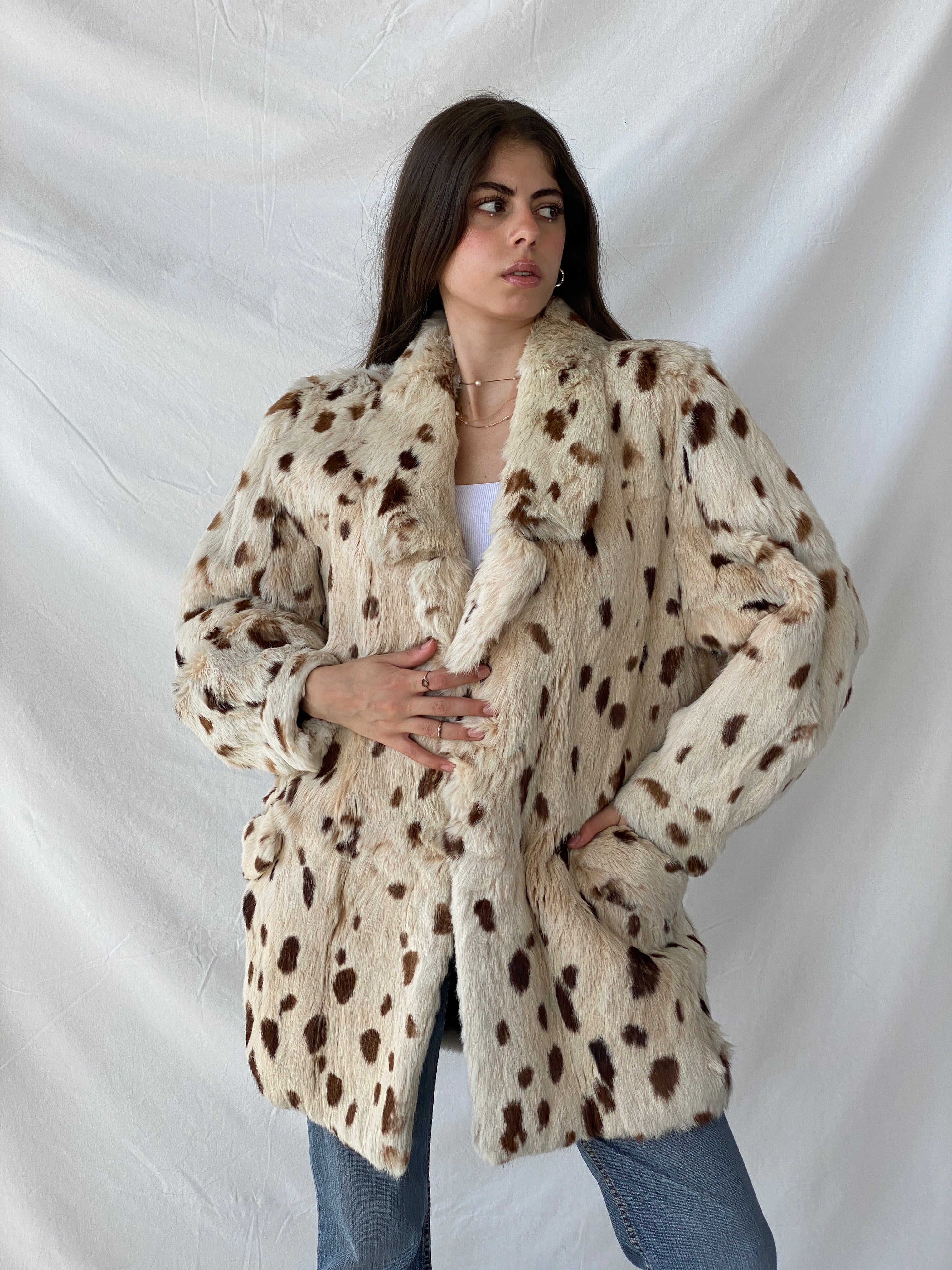 Luxurious Vintage Real Fur Leopard Coat - M