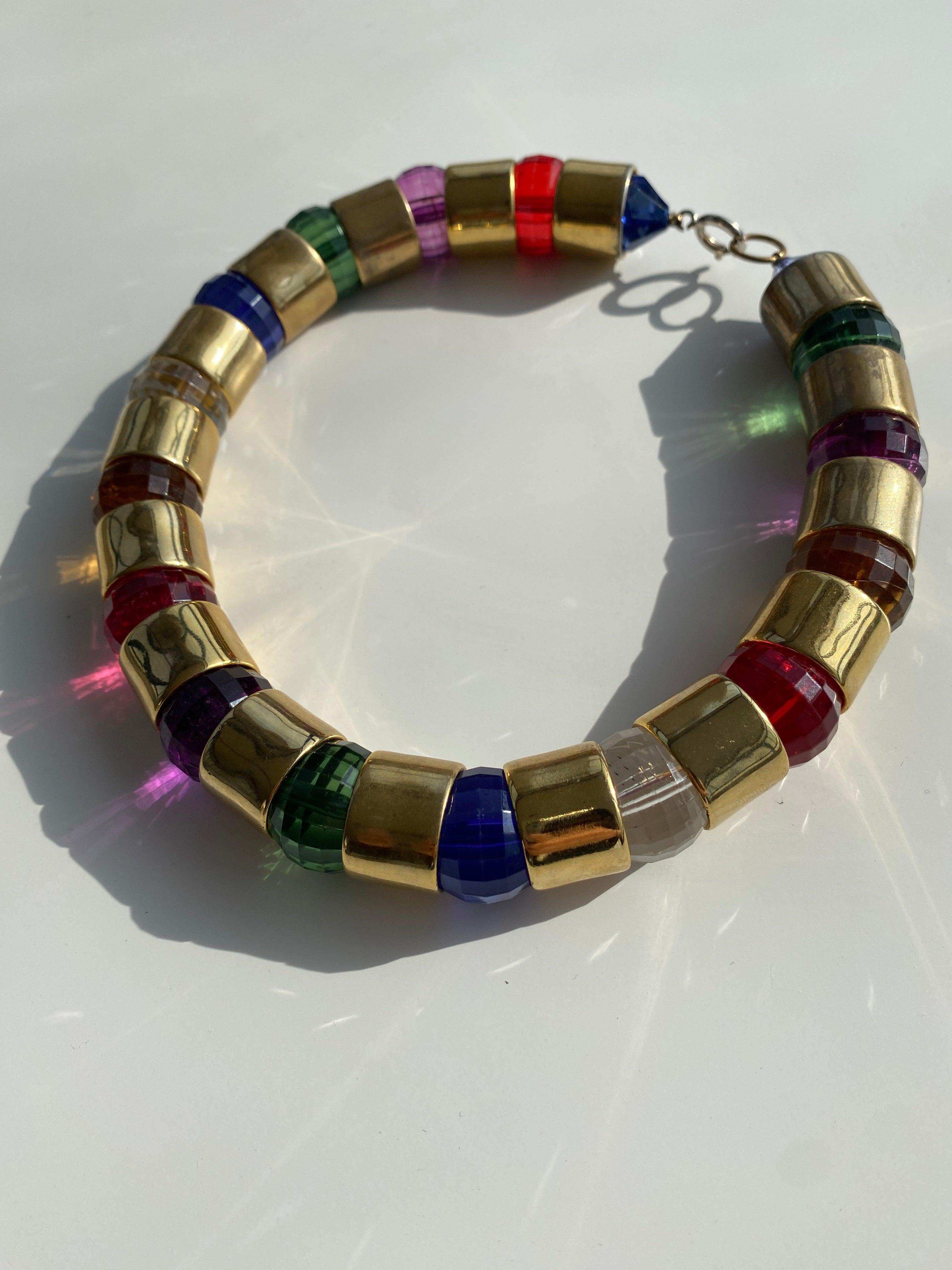 Vintage 80s Multi Colored Chocker Necklace - Balagan Vintage Necklace 80s, 90s, Necklace