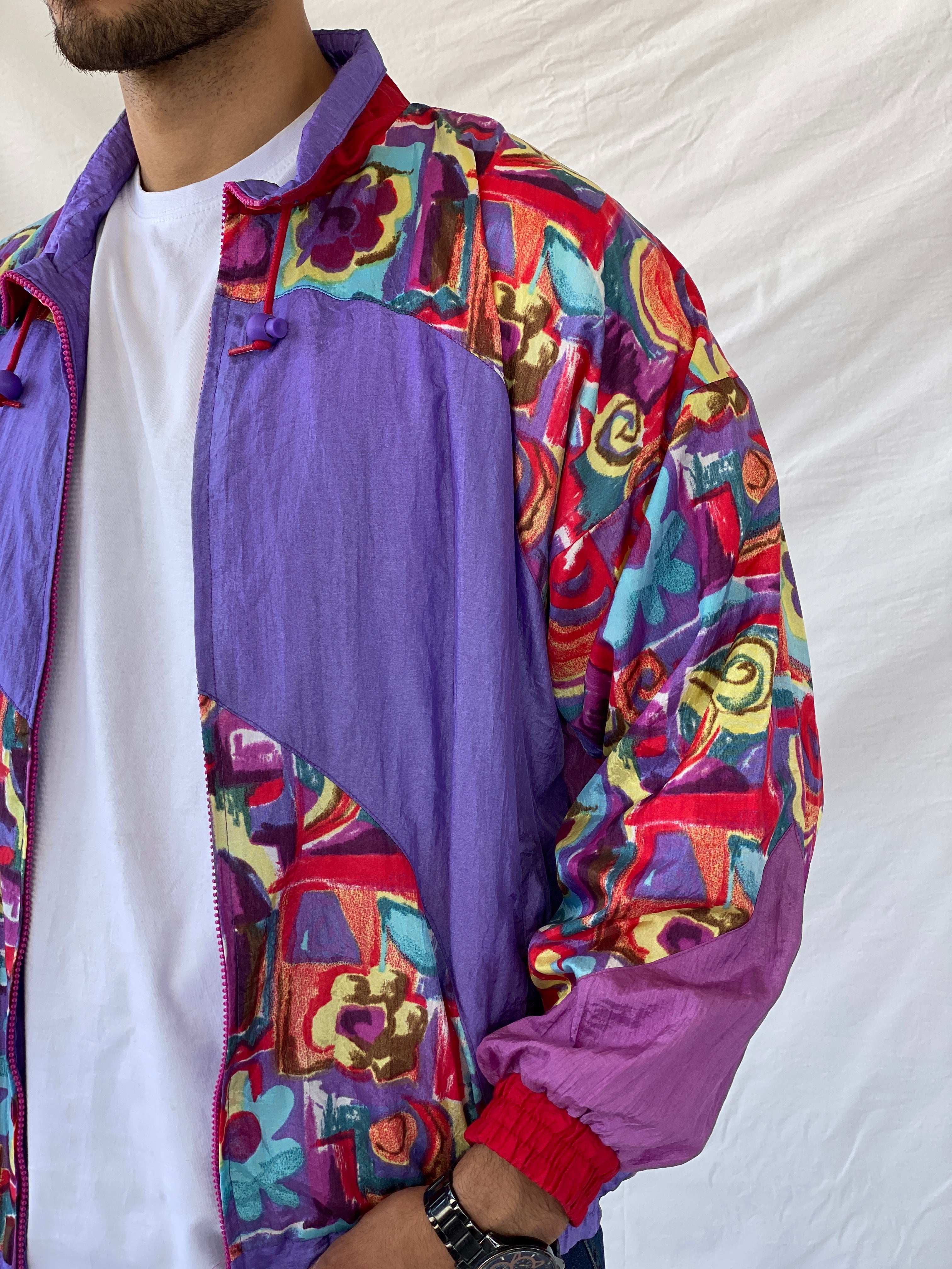 Vintage 80s/90s Profile Multi-Colored Windbreaker Jacket - L