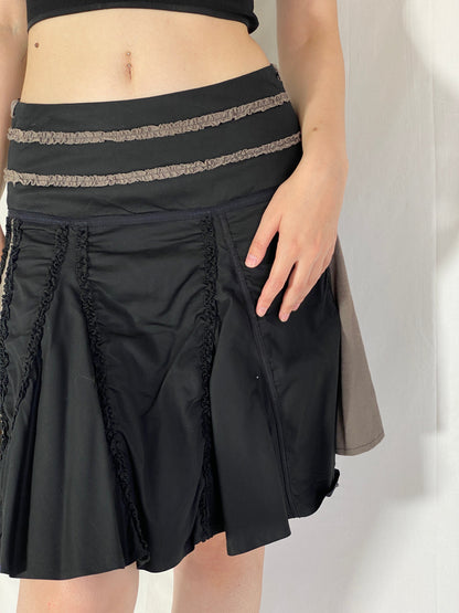 Vintage Solola Black & Taupe Patchwork Skirt - M