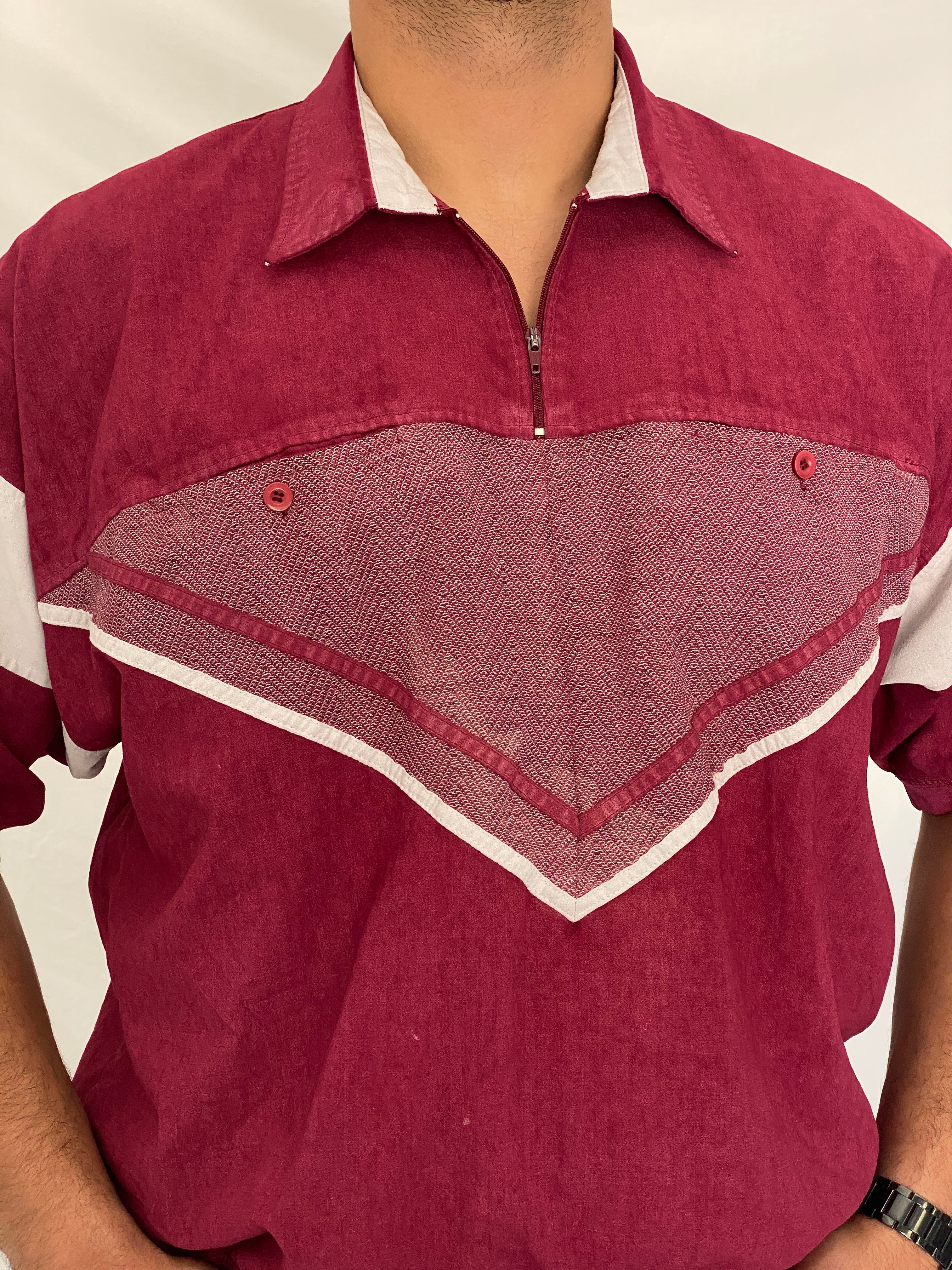Vintage Alexxus Exclusive Burgundy Quarter Zip Polo Top Knit – L