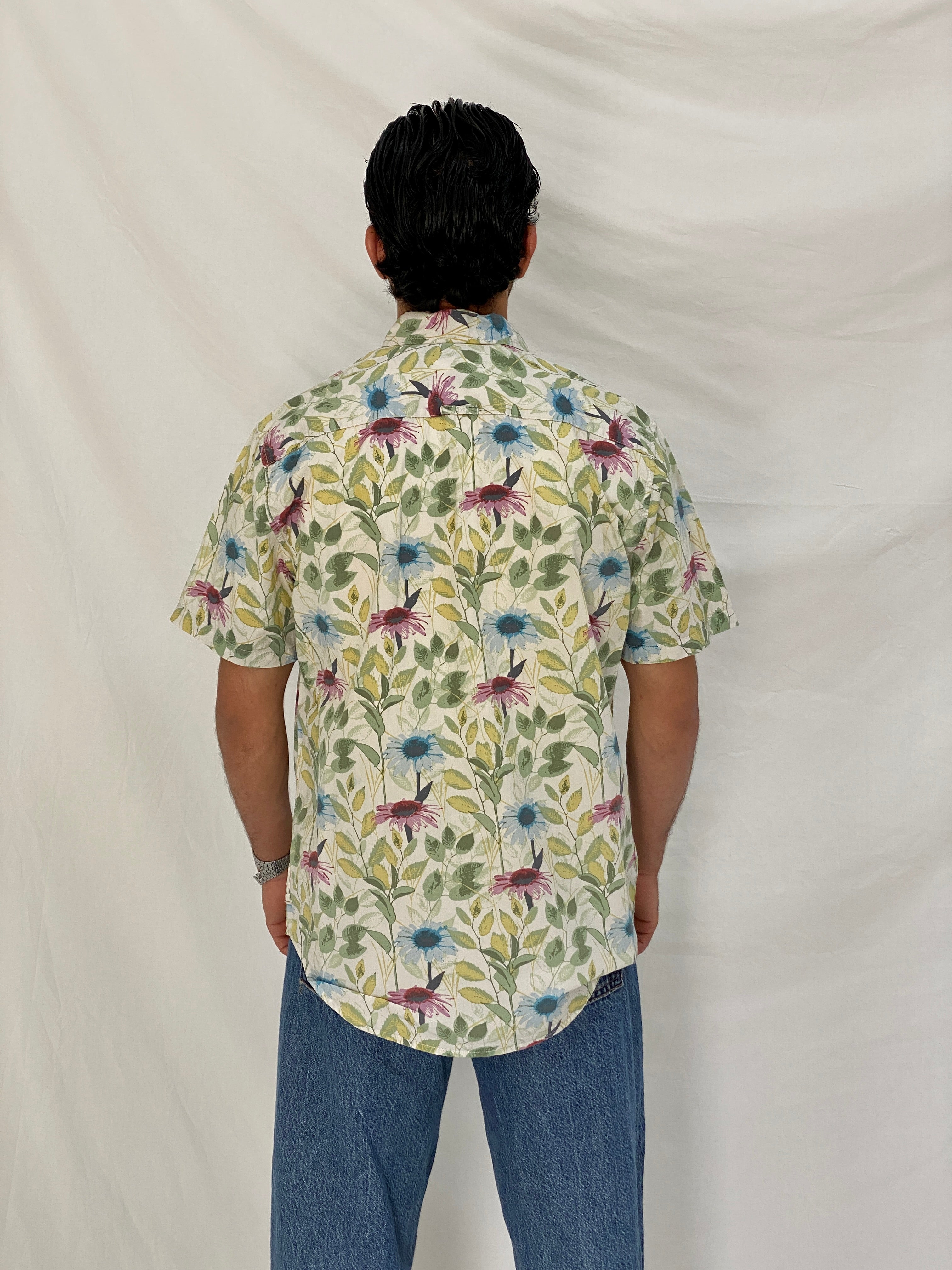 Vintage Burning Palma by Vailent Co Botanical Floral Button-Up Retro Vacation Shirt – L