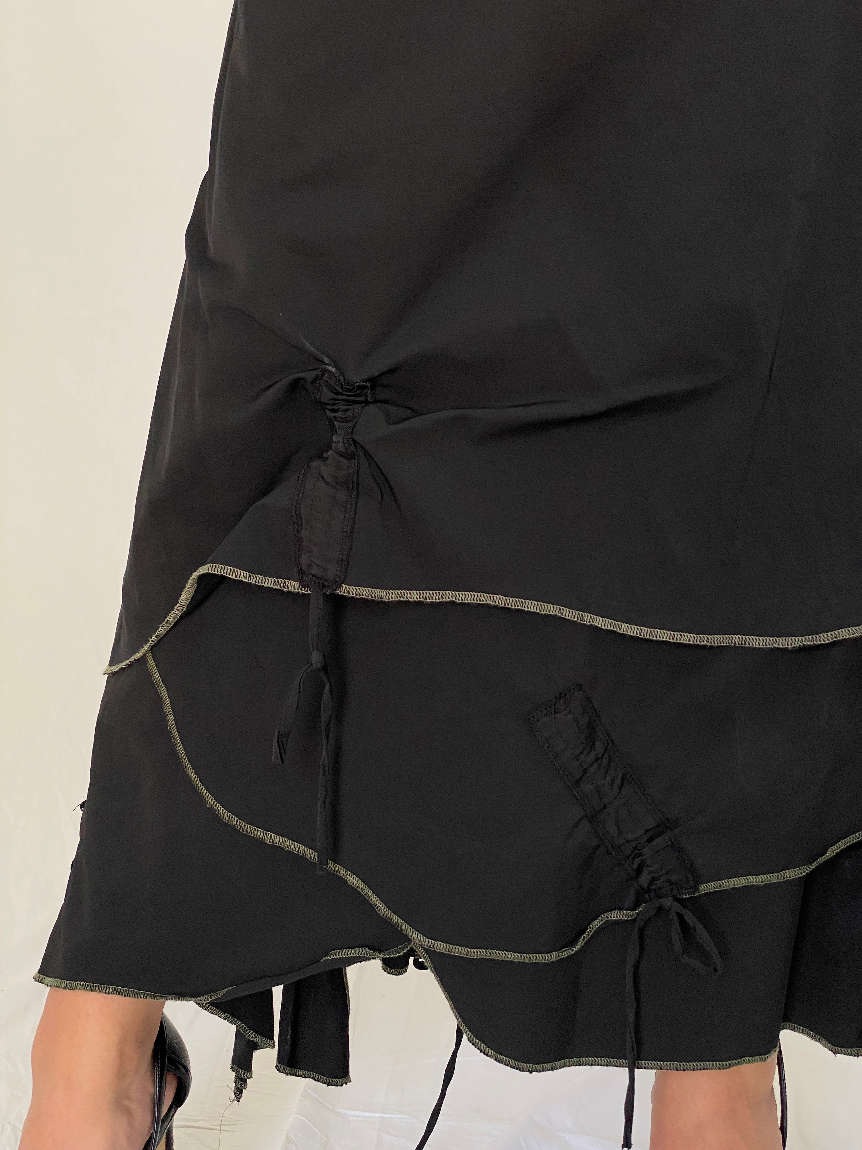 Vintage Y2K TLTN Tolentino Black Utility Wrap Midi Skirt Cotton - XL