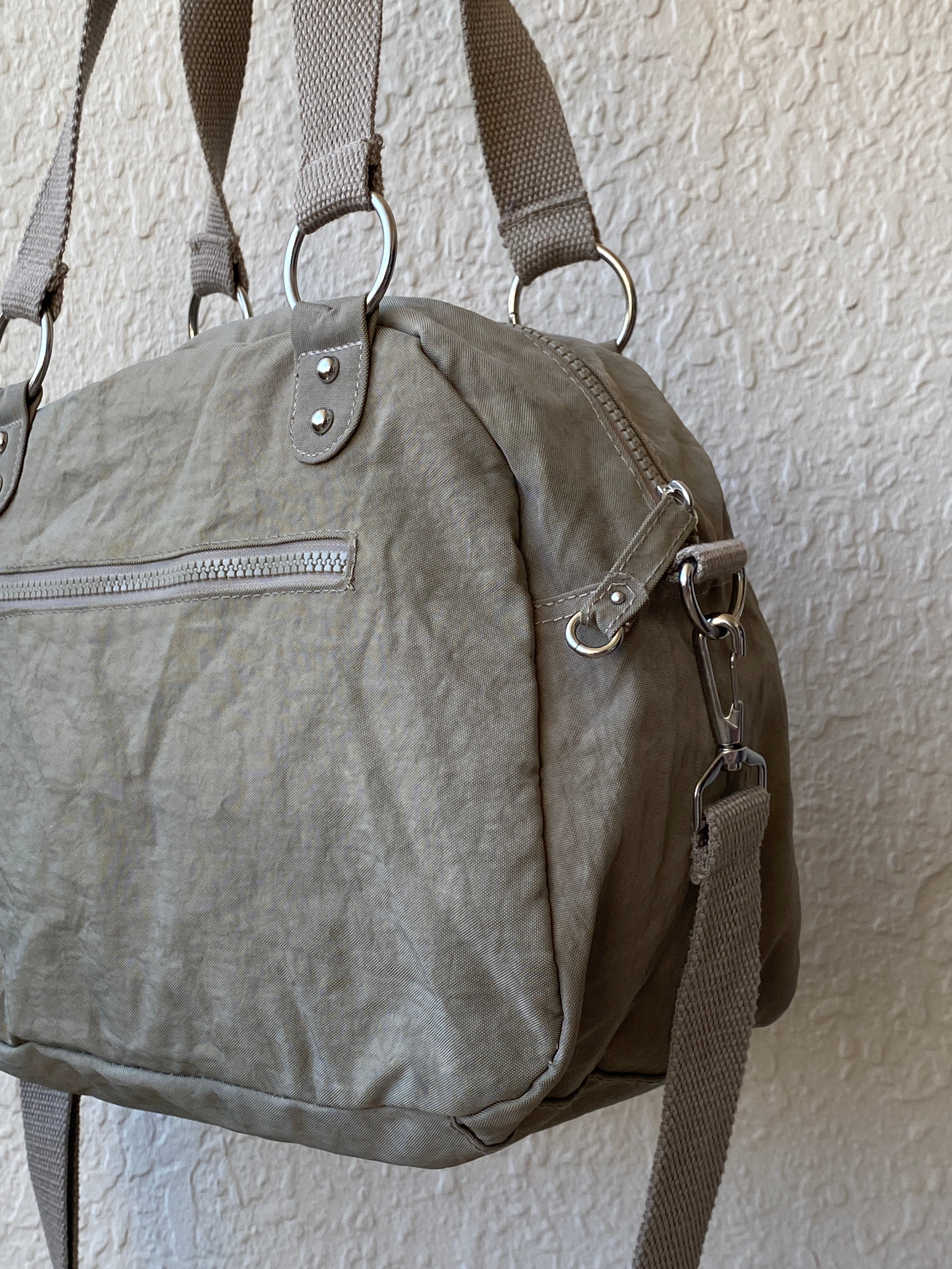 Y2K Woman by Tchibo Taupe Nylon Multi-Pocket Utility Messenger Bag