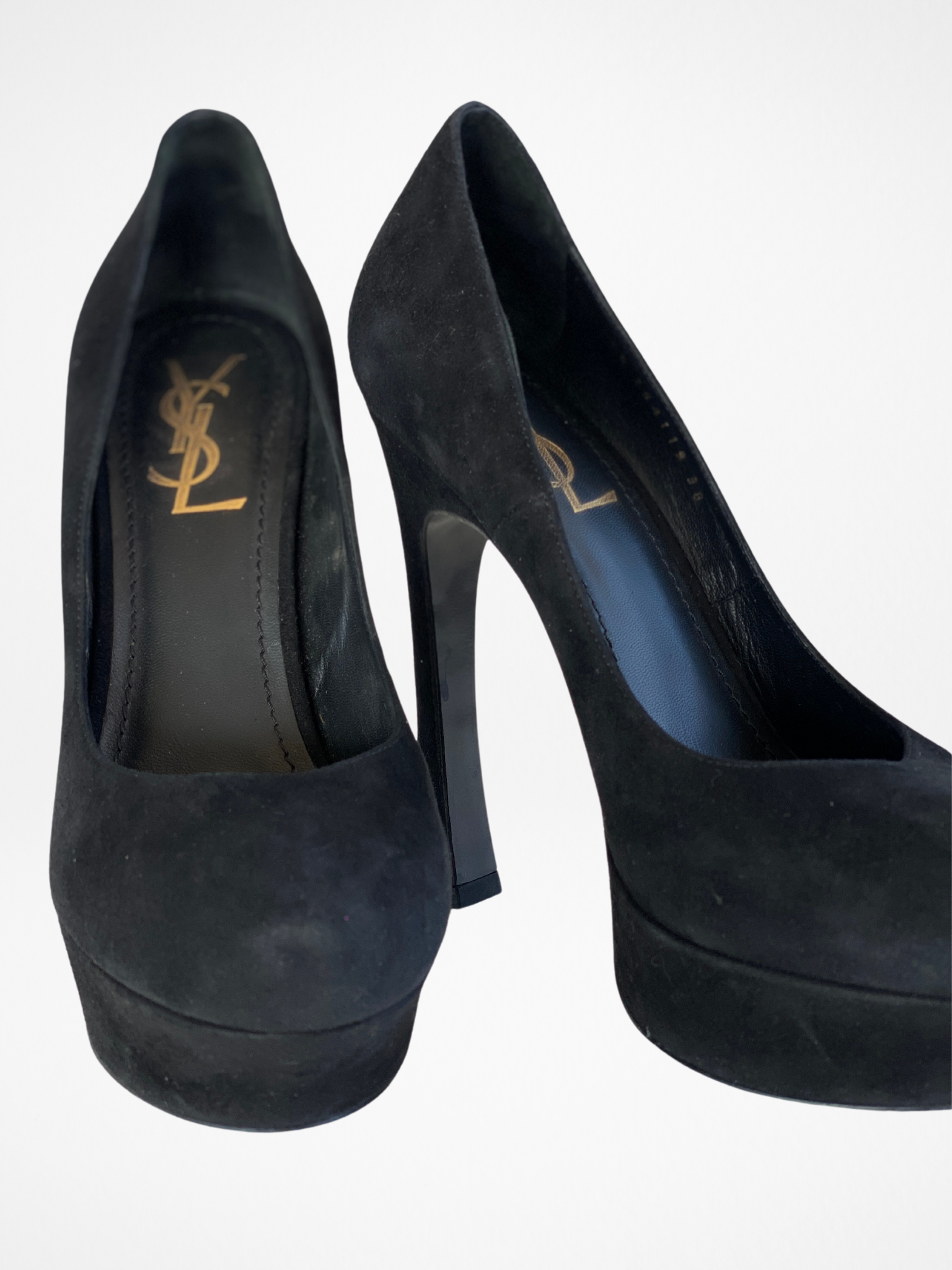 YSL Black Suede Platform Tribtoo Pumps - 38EUR