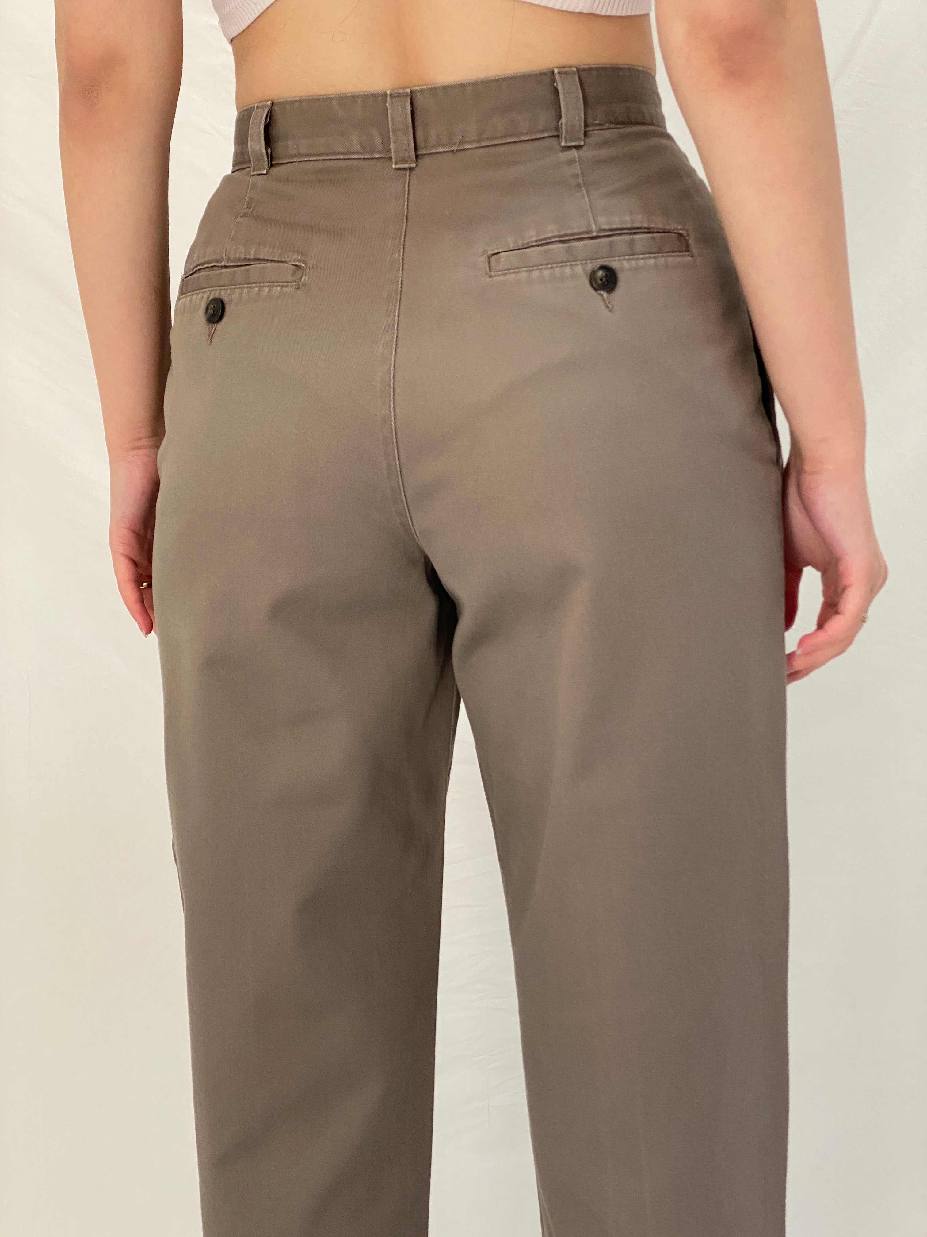 Vintage Dockers Classic Cotton Khaki Trousers Taupe Straight Leg Y2K Minimalist Pants - S