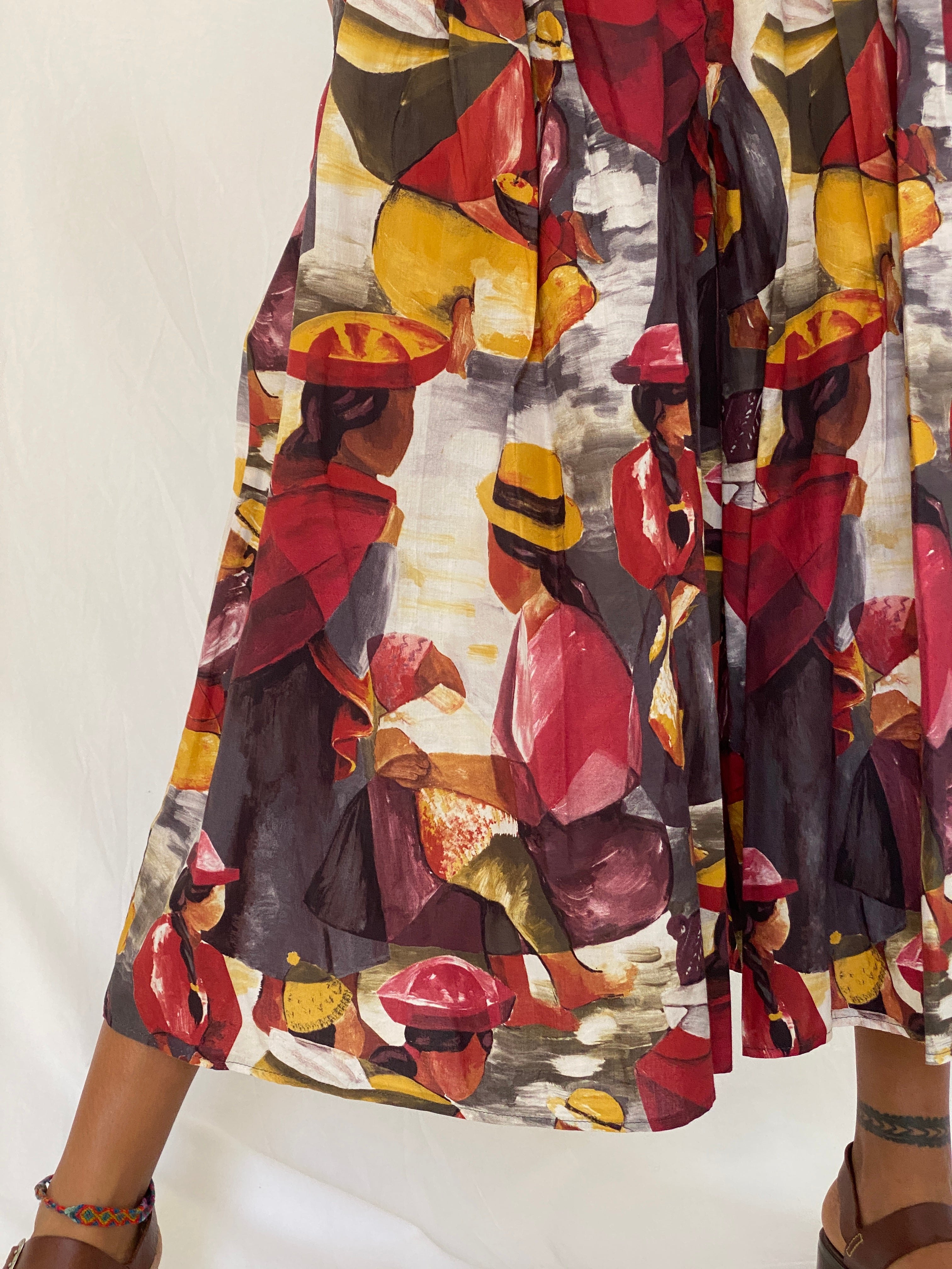 Vintage 90s Frawil Multicolor Abstract Wide Leg Culotte Pants – S
