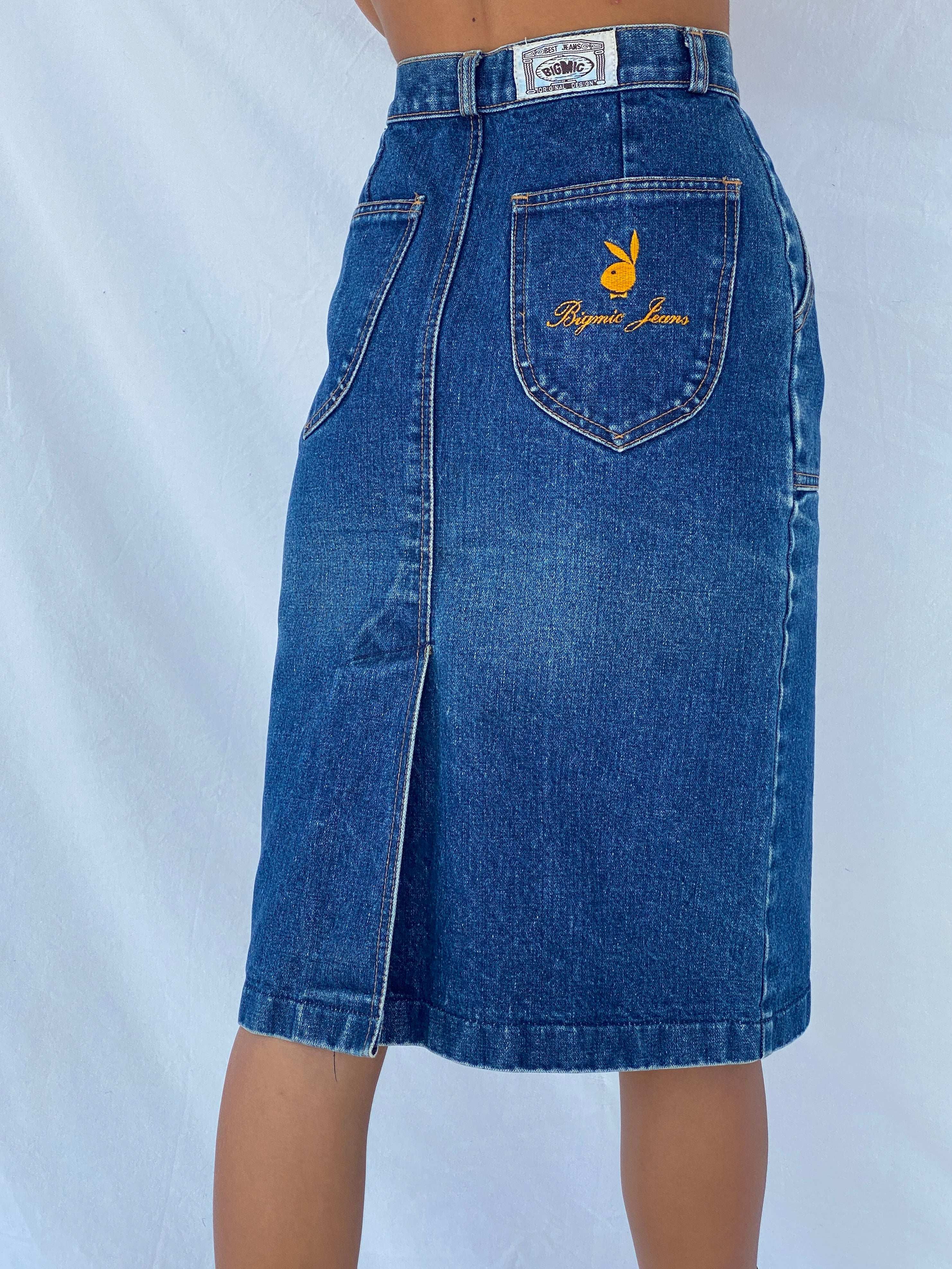 Vintage BIGMIC Jeans Midi Denim Pencil Skirt - Balagan Vintage Midi Skirt 00s, denim skirt, midi skirt, Tojan