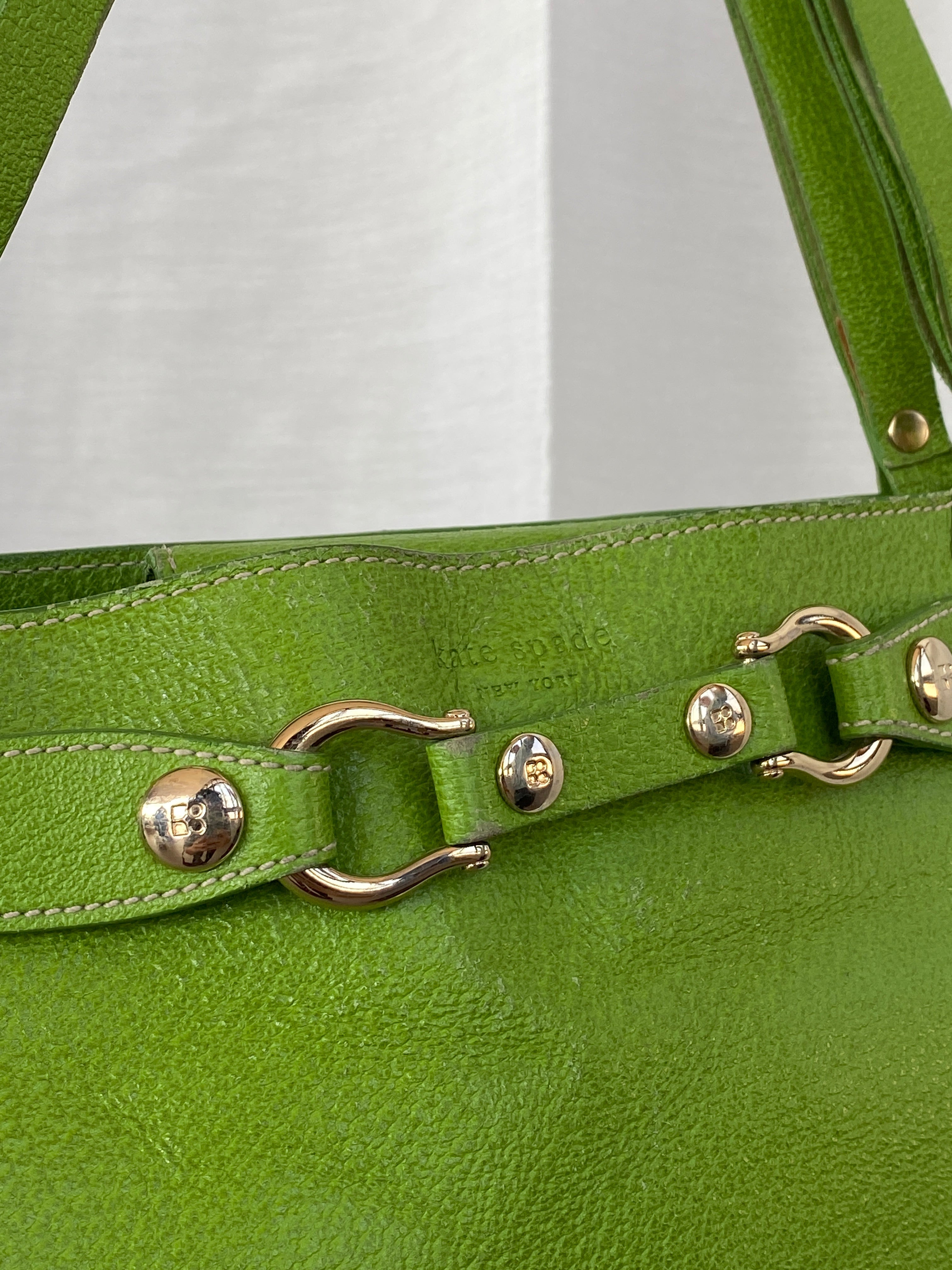 Kate Spade Leather Horseshoe Satchel Green Shoulder Bag