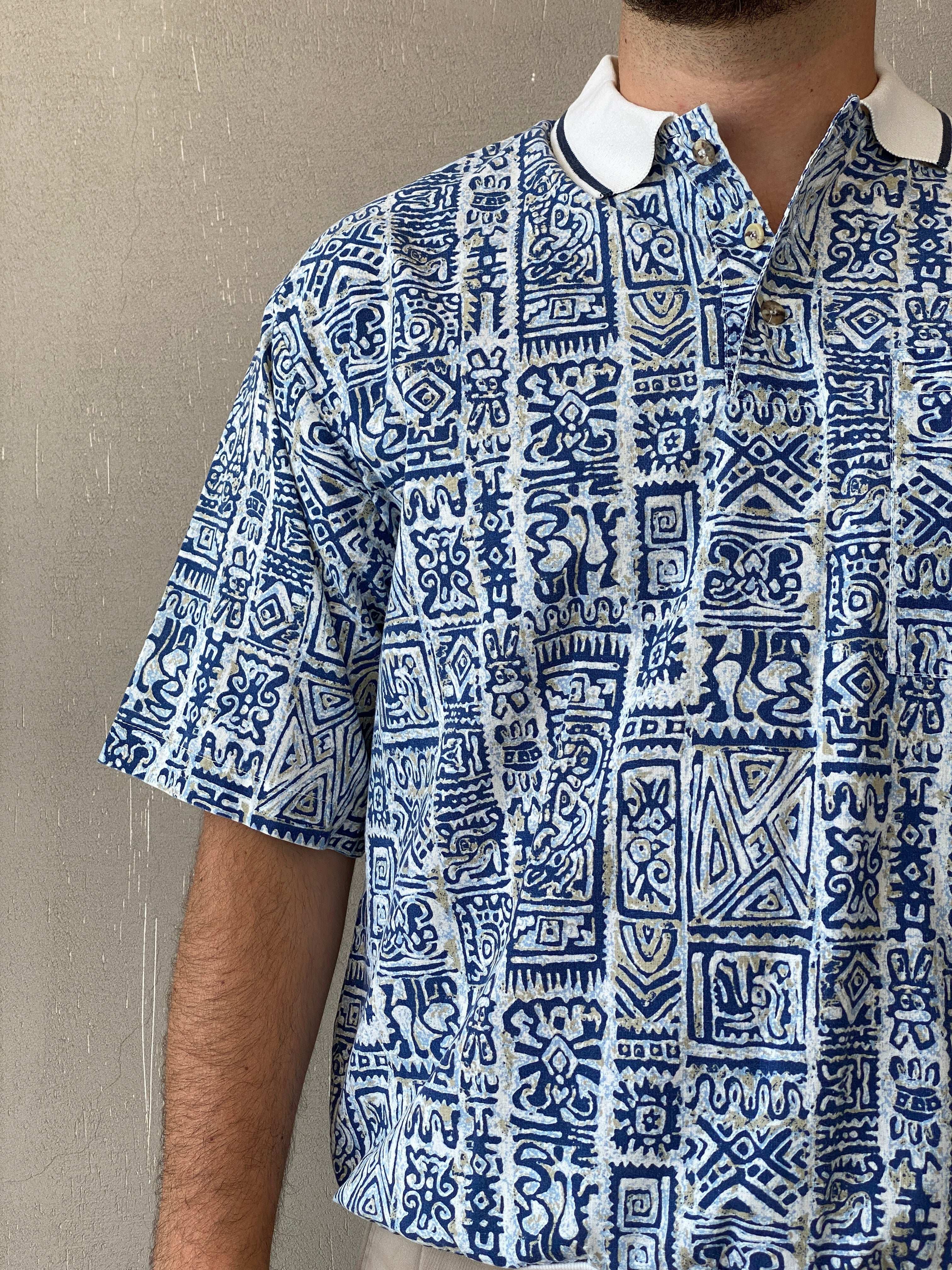 Vintage John Blair Hawaiian Print Men’s Top - L - Balagan Vintage Half Sleeve Top 90s, golf top, Iyad, NEW IN, Top