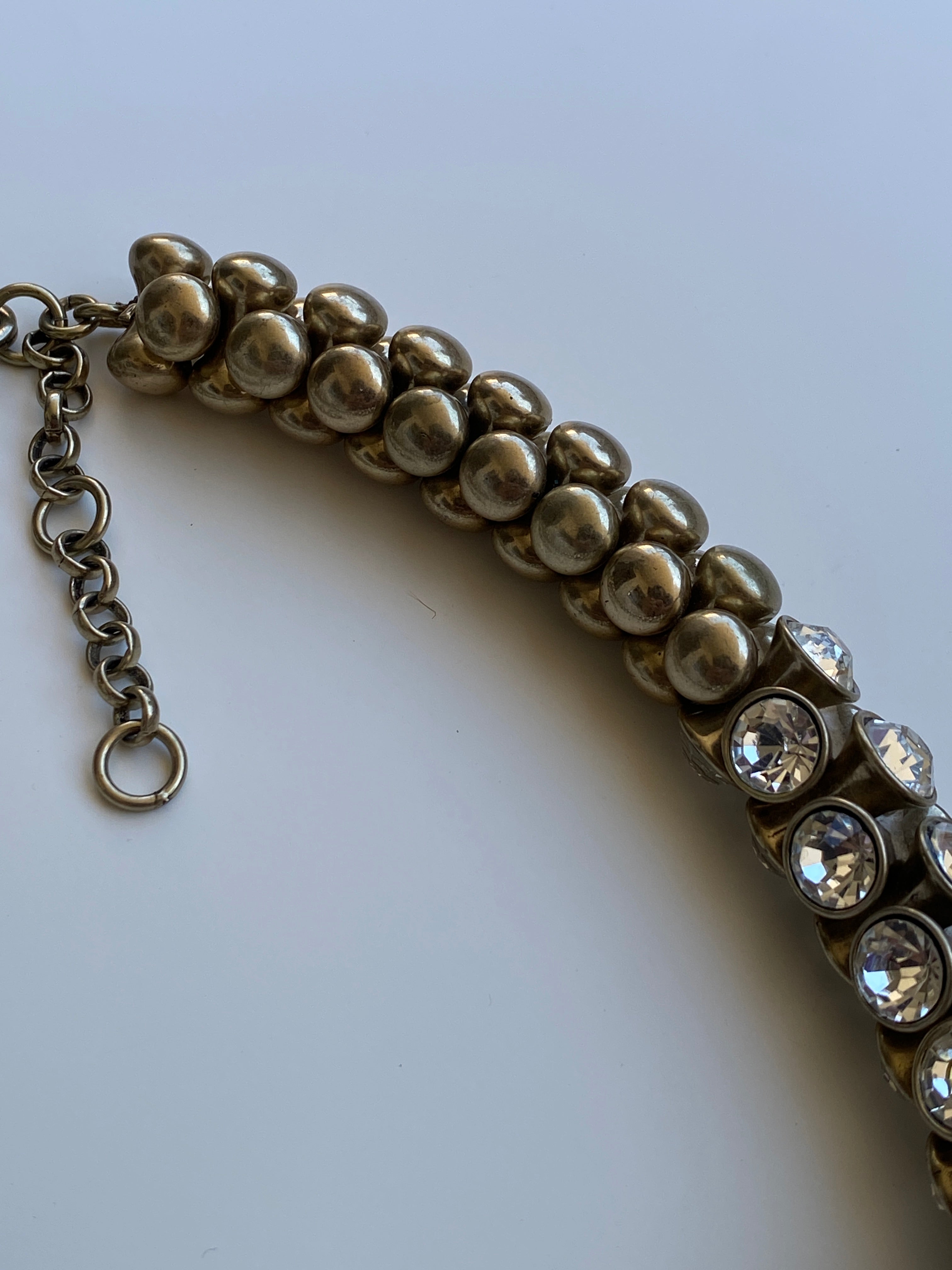 Y2K Banana Republic BR Bronze-Tone Crystal Chunky Statement Necklace