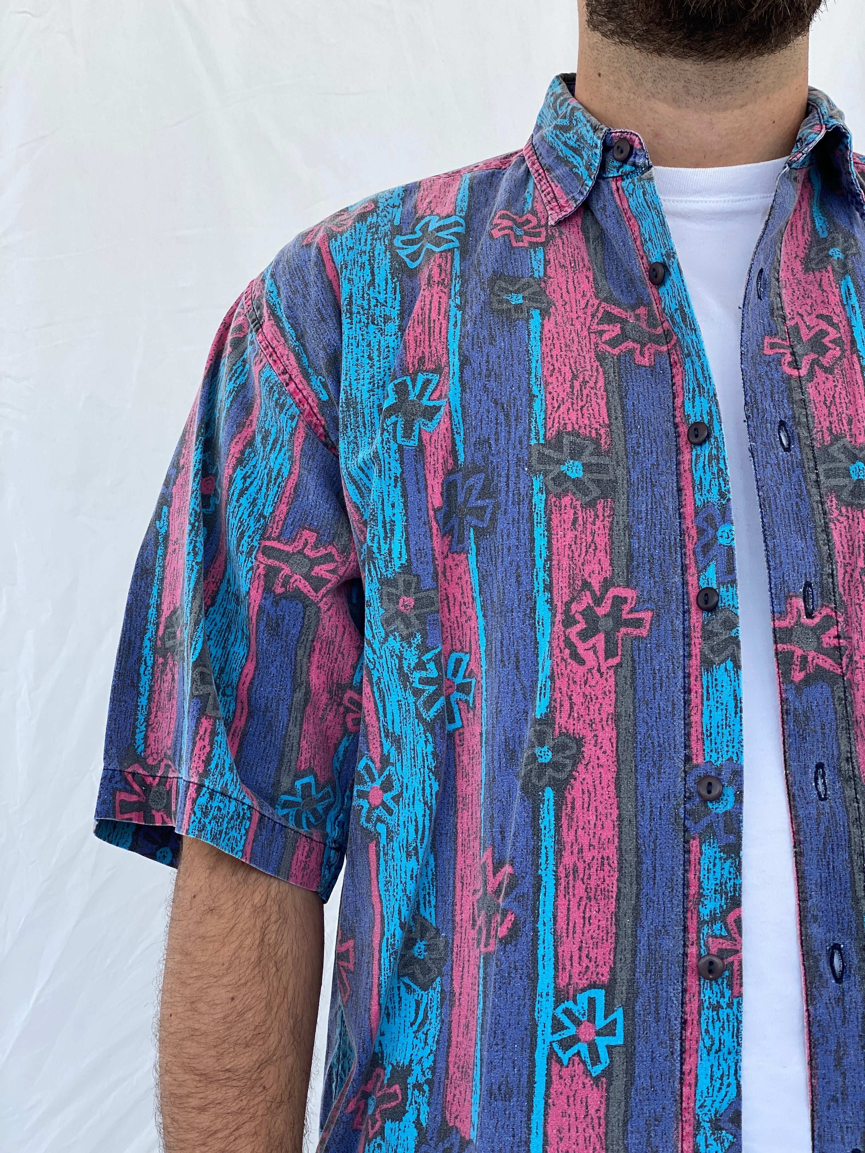 Vintage Shah Safari Printed Cotton Shirt - M - Balagan Vintage Half Sleeve Shirt 90s, half sleeve shirt, Iyad, mens shirt, NEW IN, printed shirt