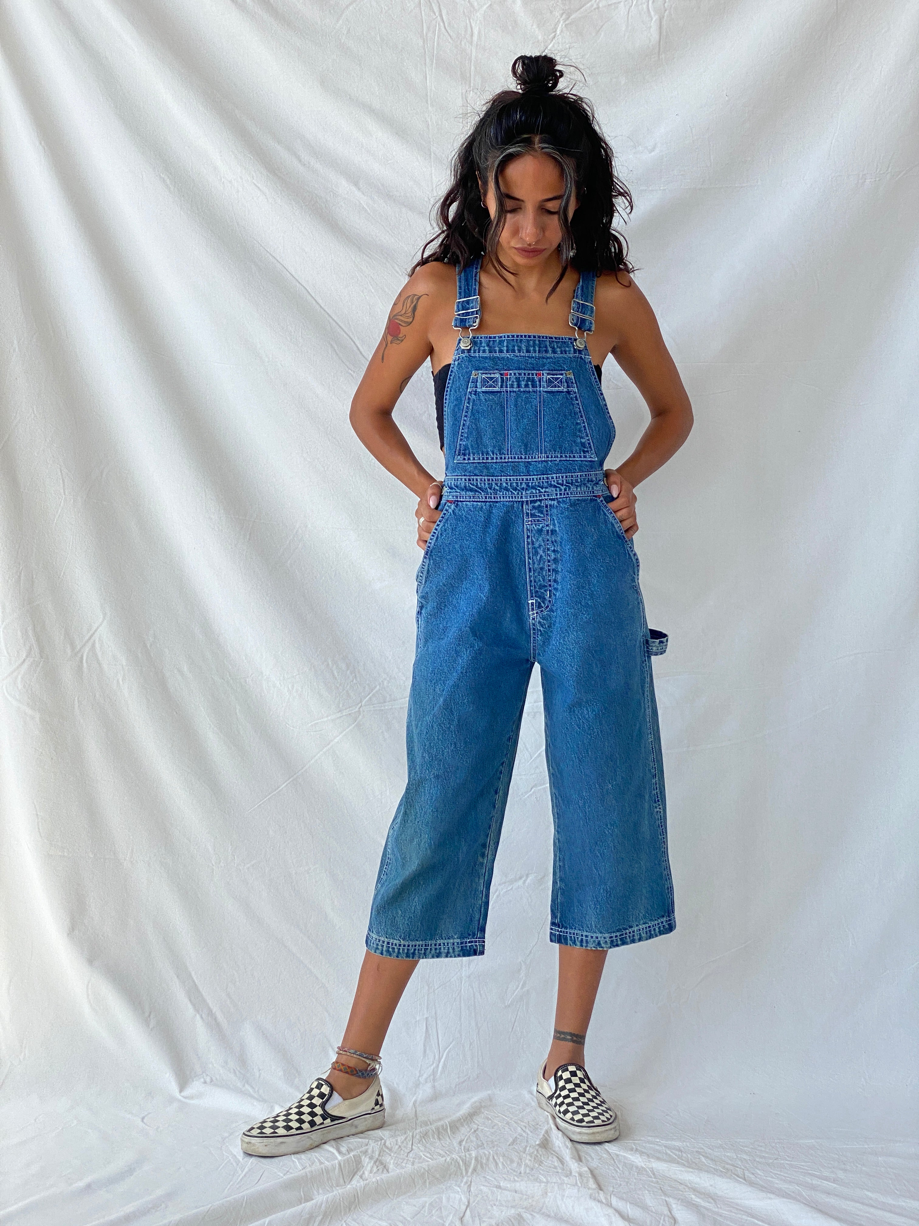 GAP Wide-Leg Non-Stretch Denim Overalls - XS