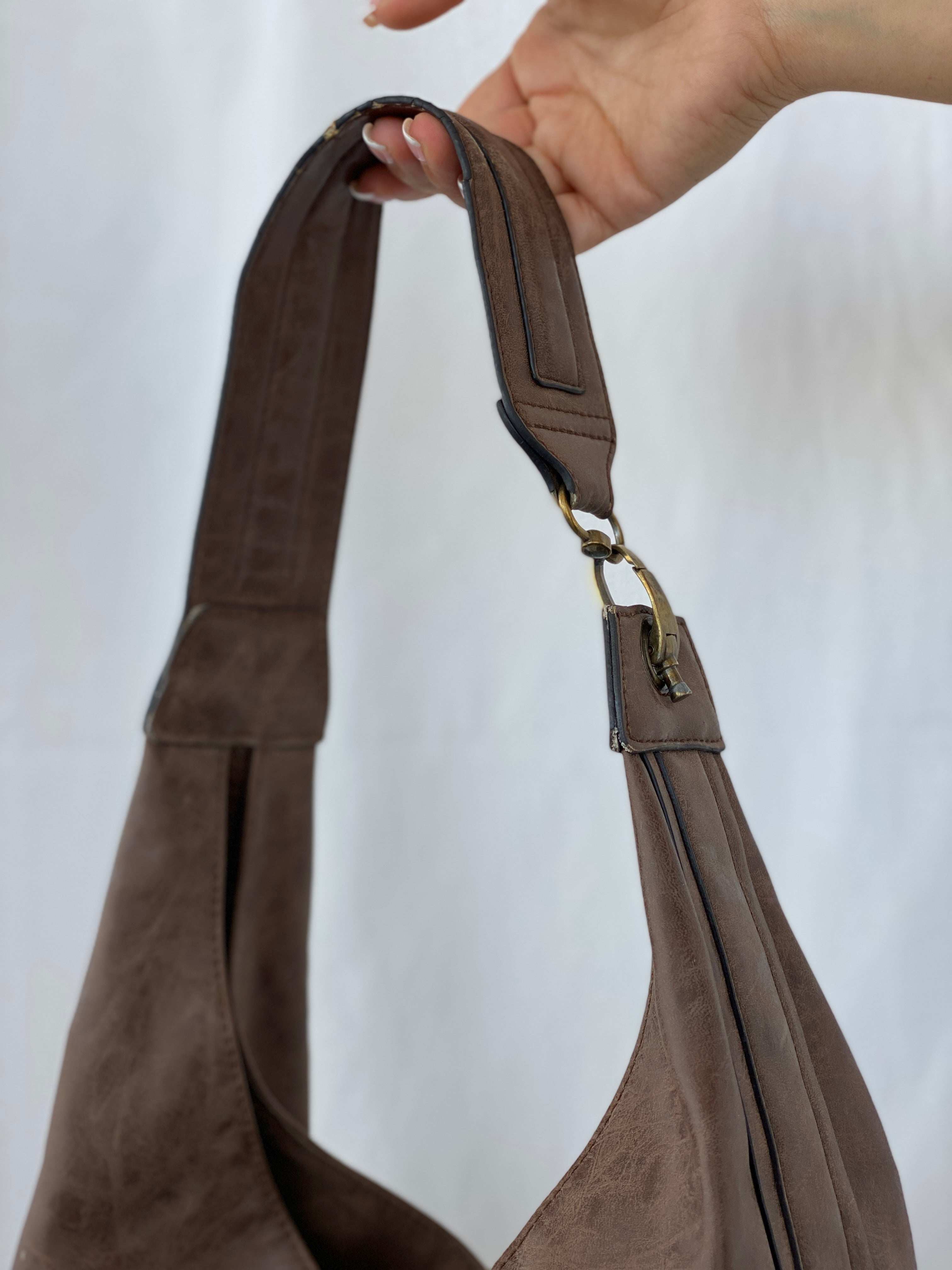 Vintage Hobo Tote Bag - Balagan Vintage Bags 00s, bag, brown leather, NEW IN, Y2K
