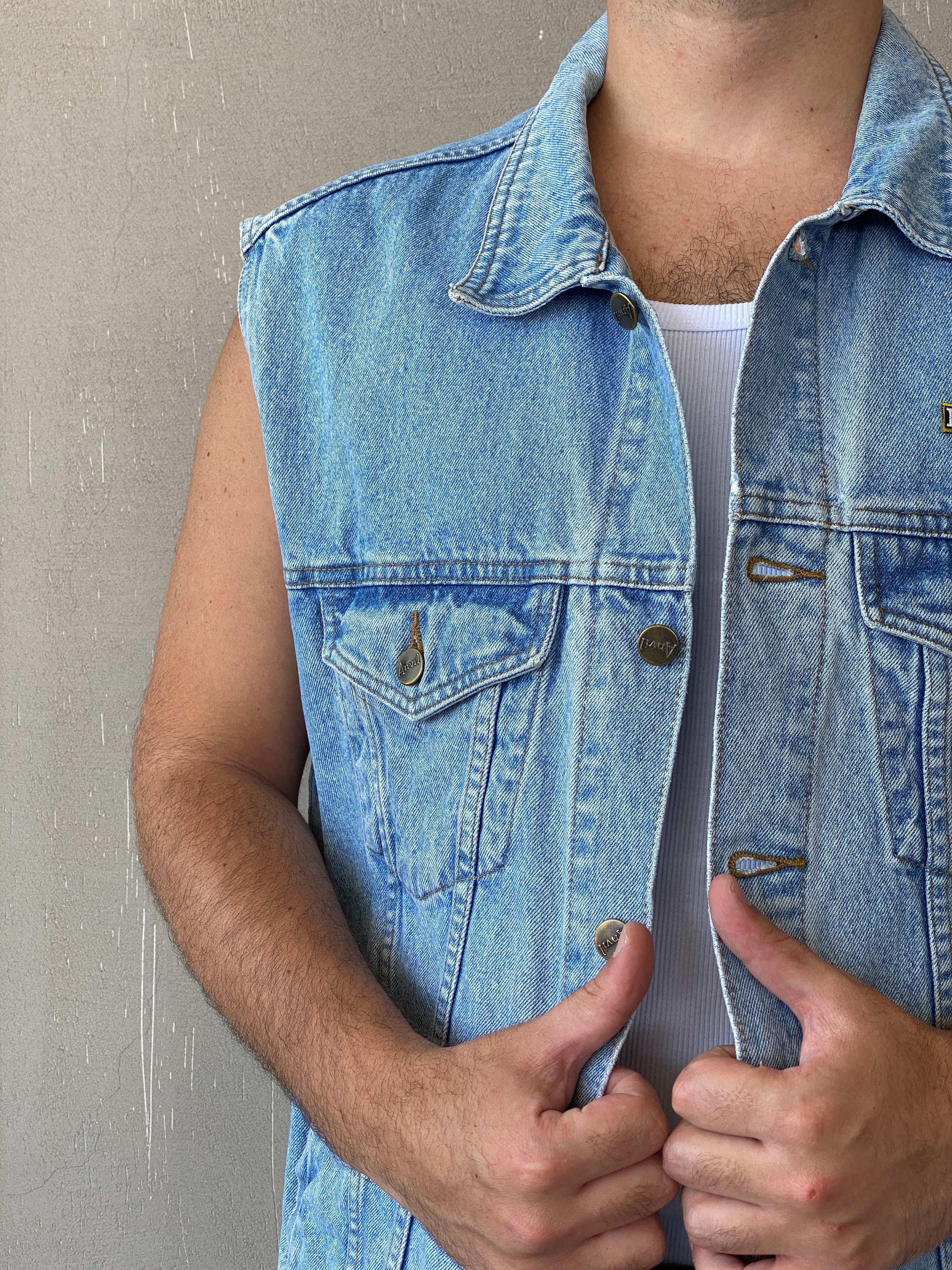 Vintage Feeling Anvil Oversized Denim Vest - 2XL - Balagan Vintage Denim Vest 90s, denim vest, Iyad, NEW IN