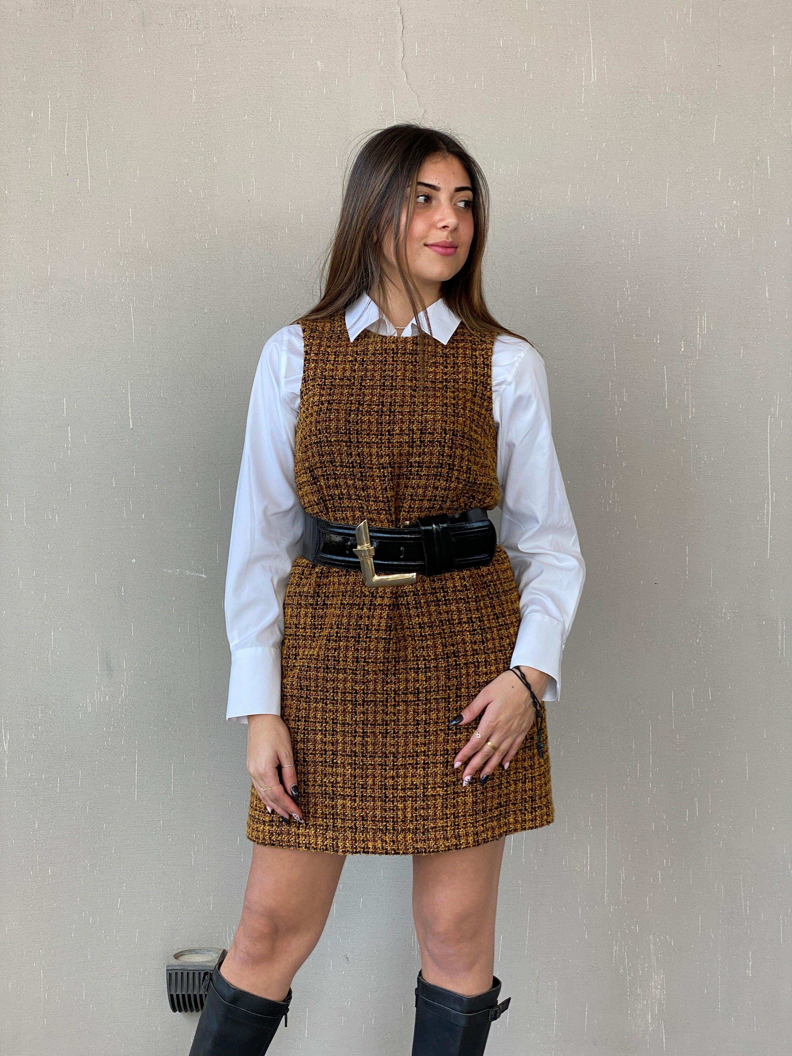 1990s VERSACE Jeans Couture Shift Midi Tweed Dress - Balagan Vintage Midi Dress 90s, Deals, dress, Juana, midi dress, Versace