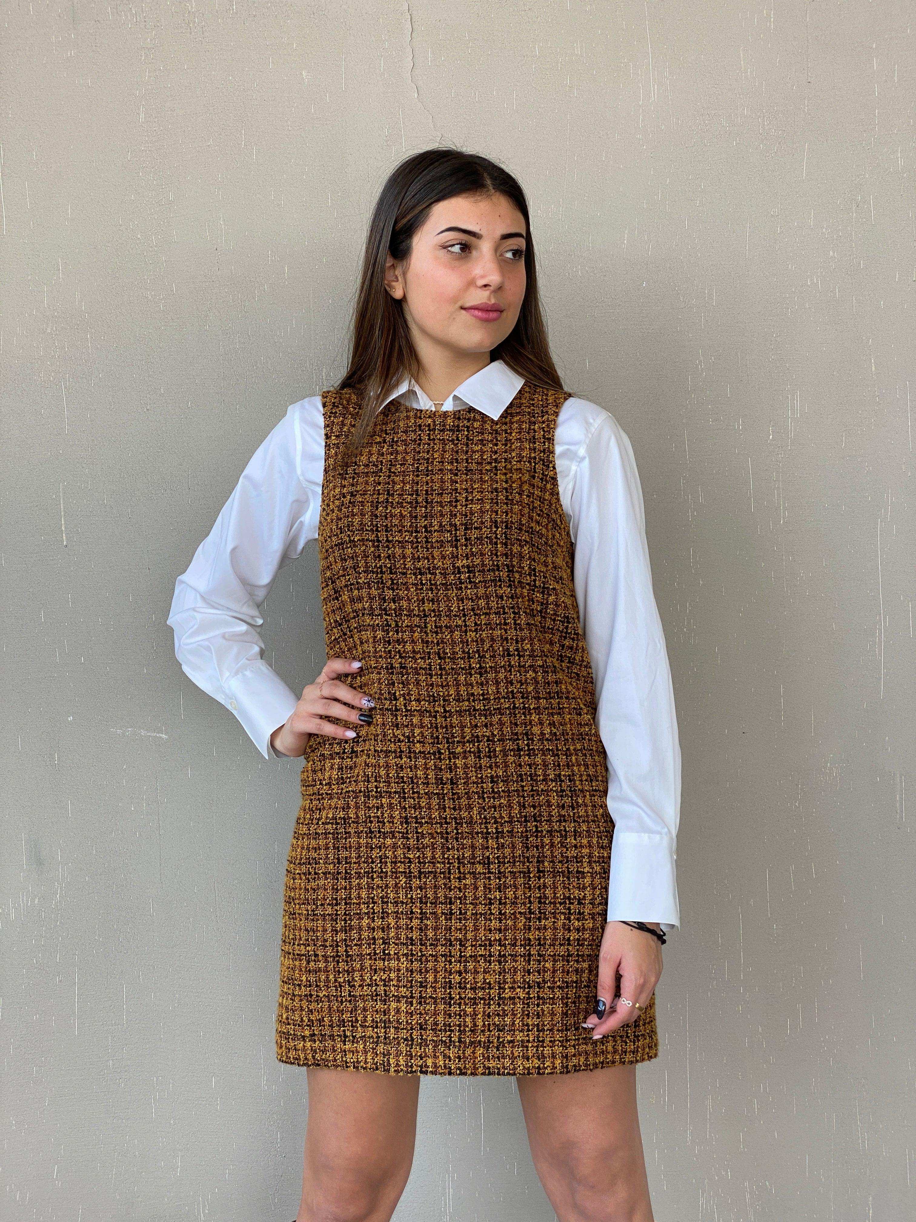 1990s VERSACE Jeans Couture Shift Midi Tweed Dress - Balagan Vintage Midi Dress 90s, Deals, dress, Juana, midi dress, Versace