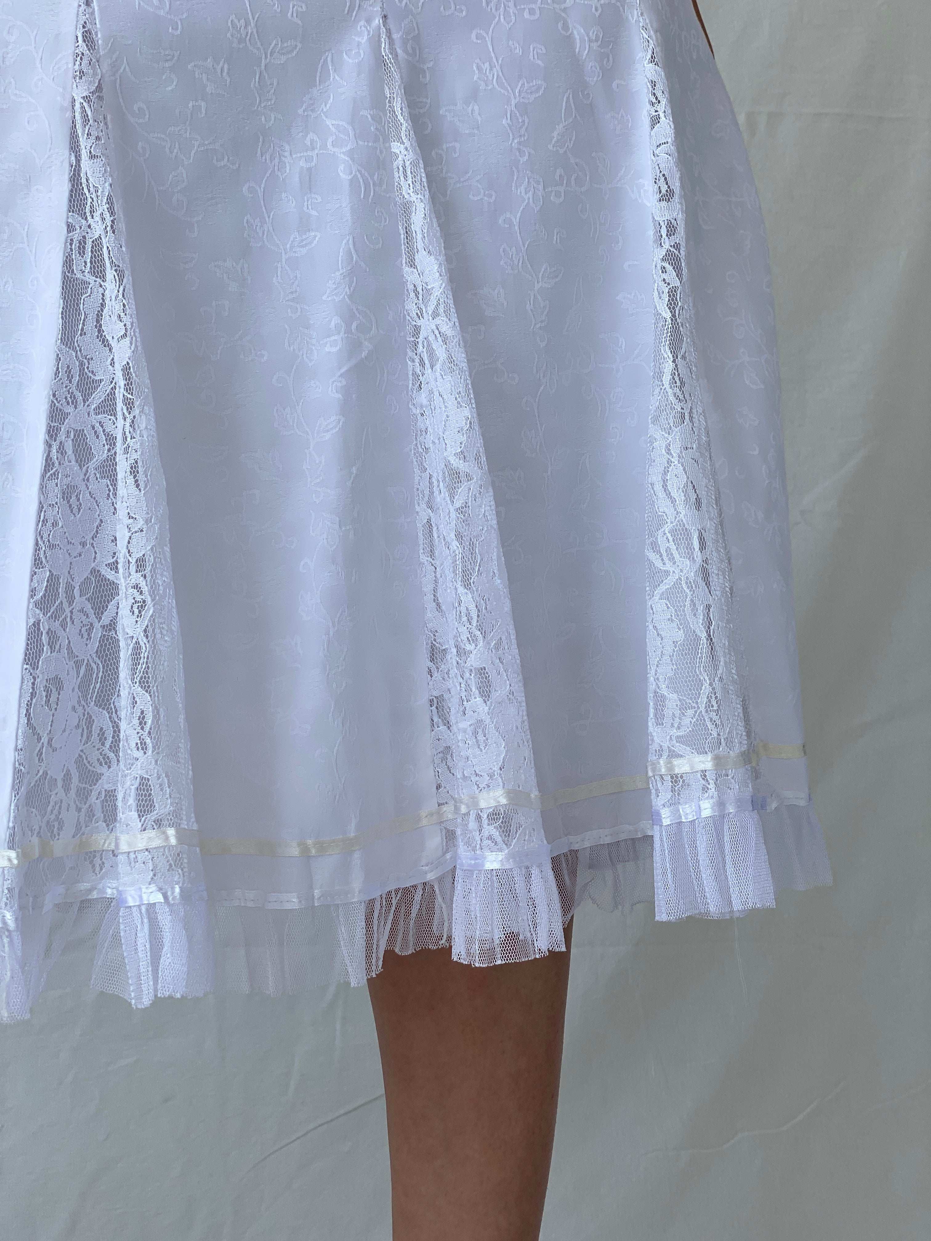 Vintage 00s Olabi Fashion Lace Blend White Midi Skirt - M