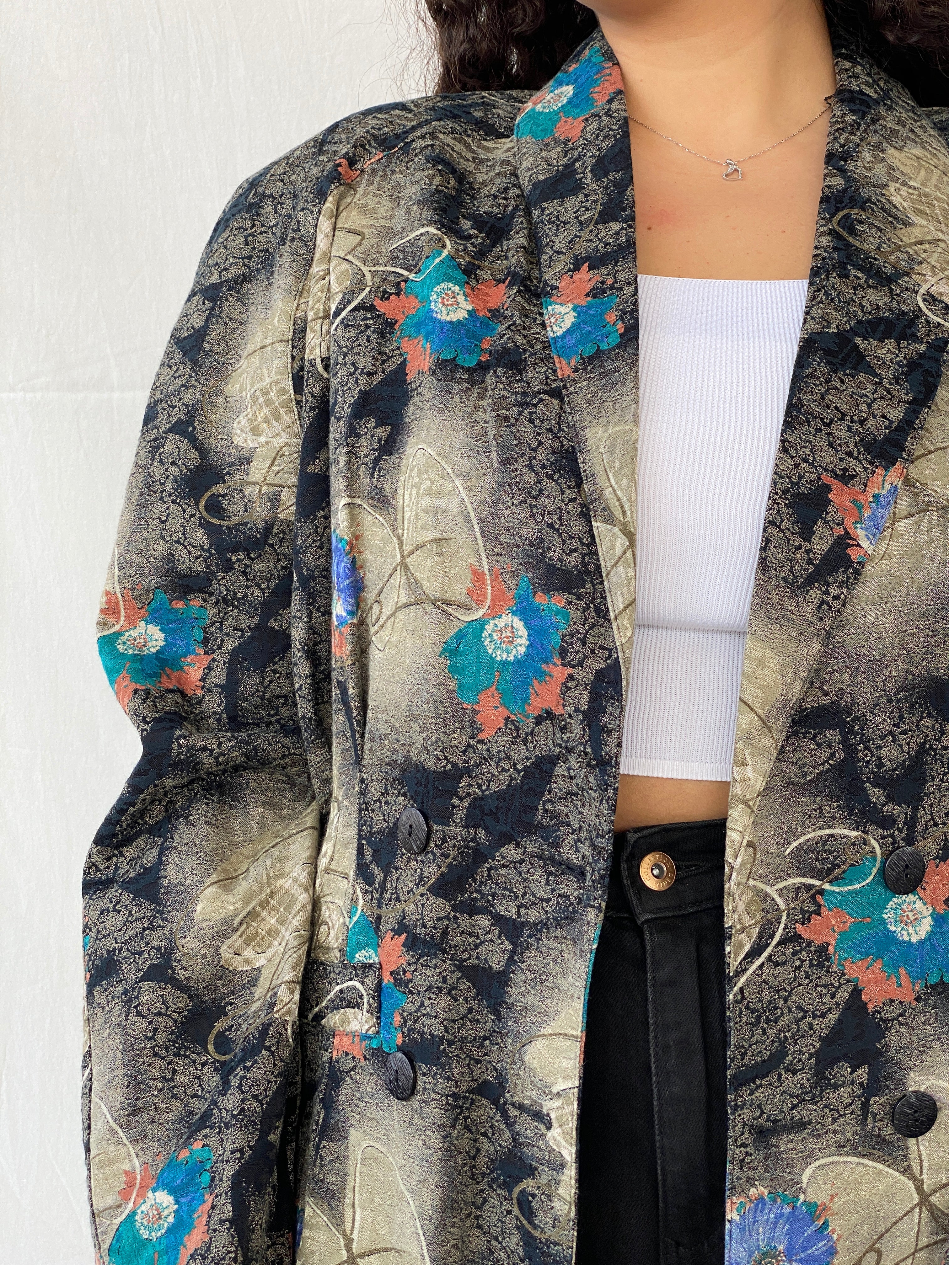 Vintage Miss Helen Granny Style Floral Blazer - XL