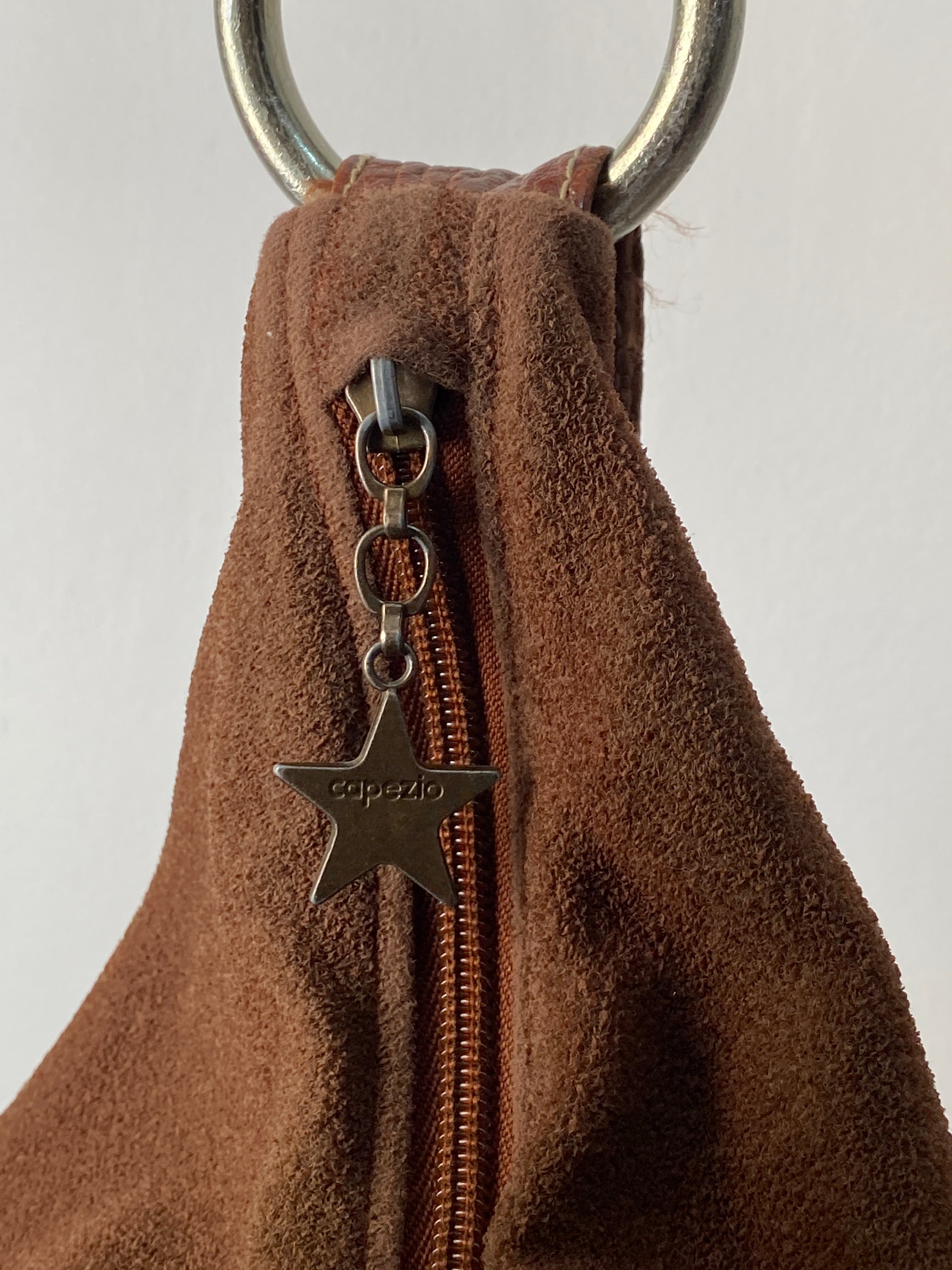 Vintage Capezio Brown Suede Shoulder Bag Slouchy Hobo Leather Y2K Balletcore Tote Bag