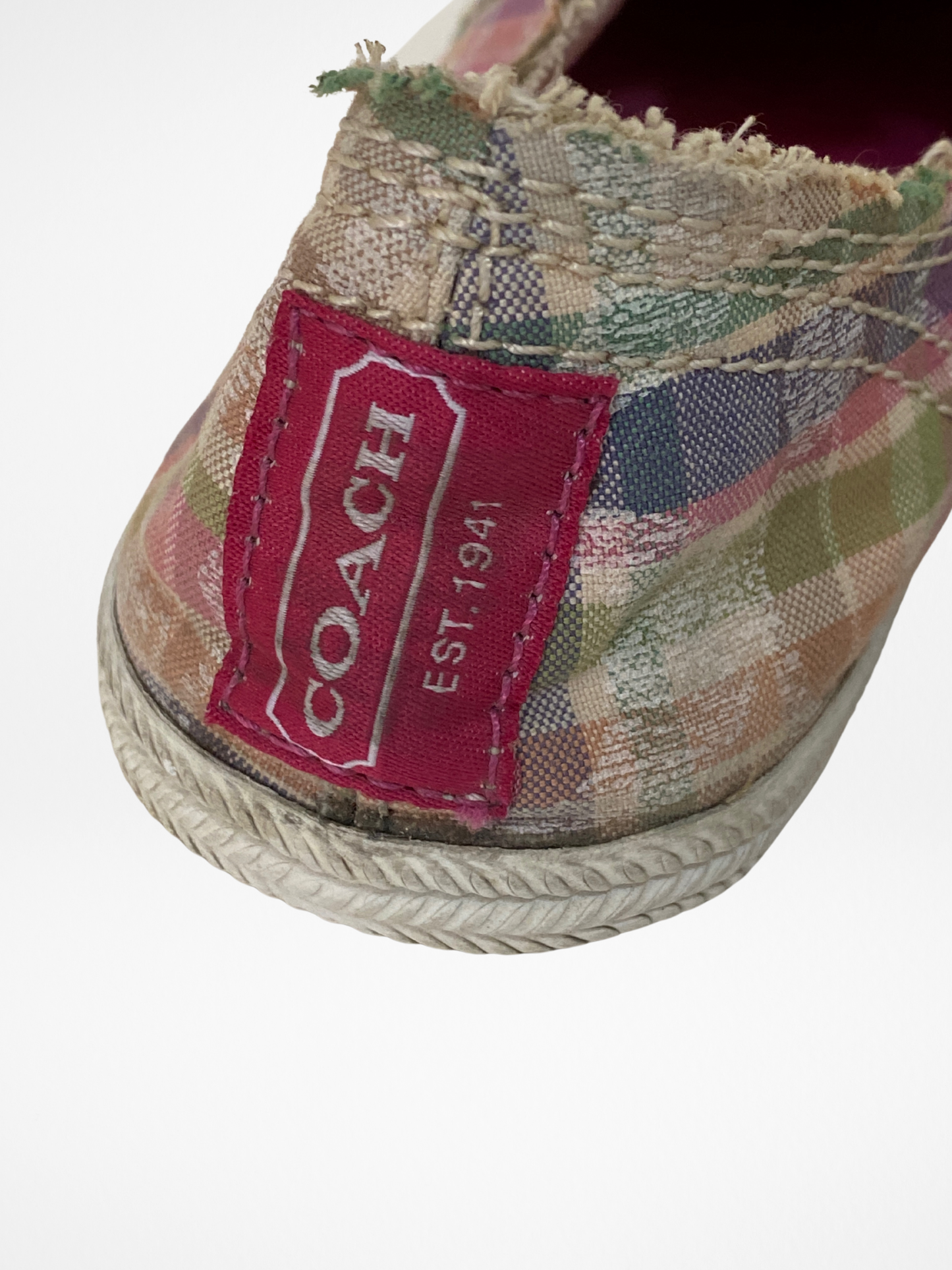 Coach Pink Plaid Distressed Slip-On Sneakers – 38.5 EU