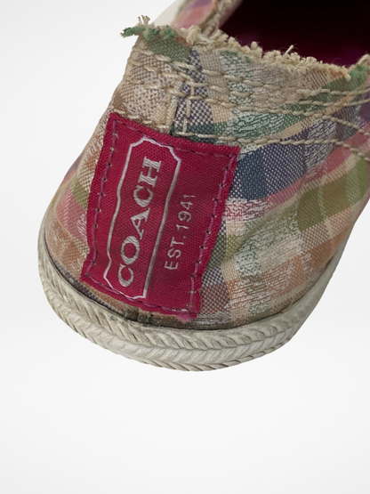Coach Pink Plaid Distressed Slip-On Sneakers – 38.5 EU