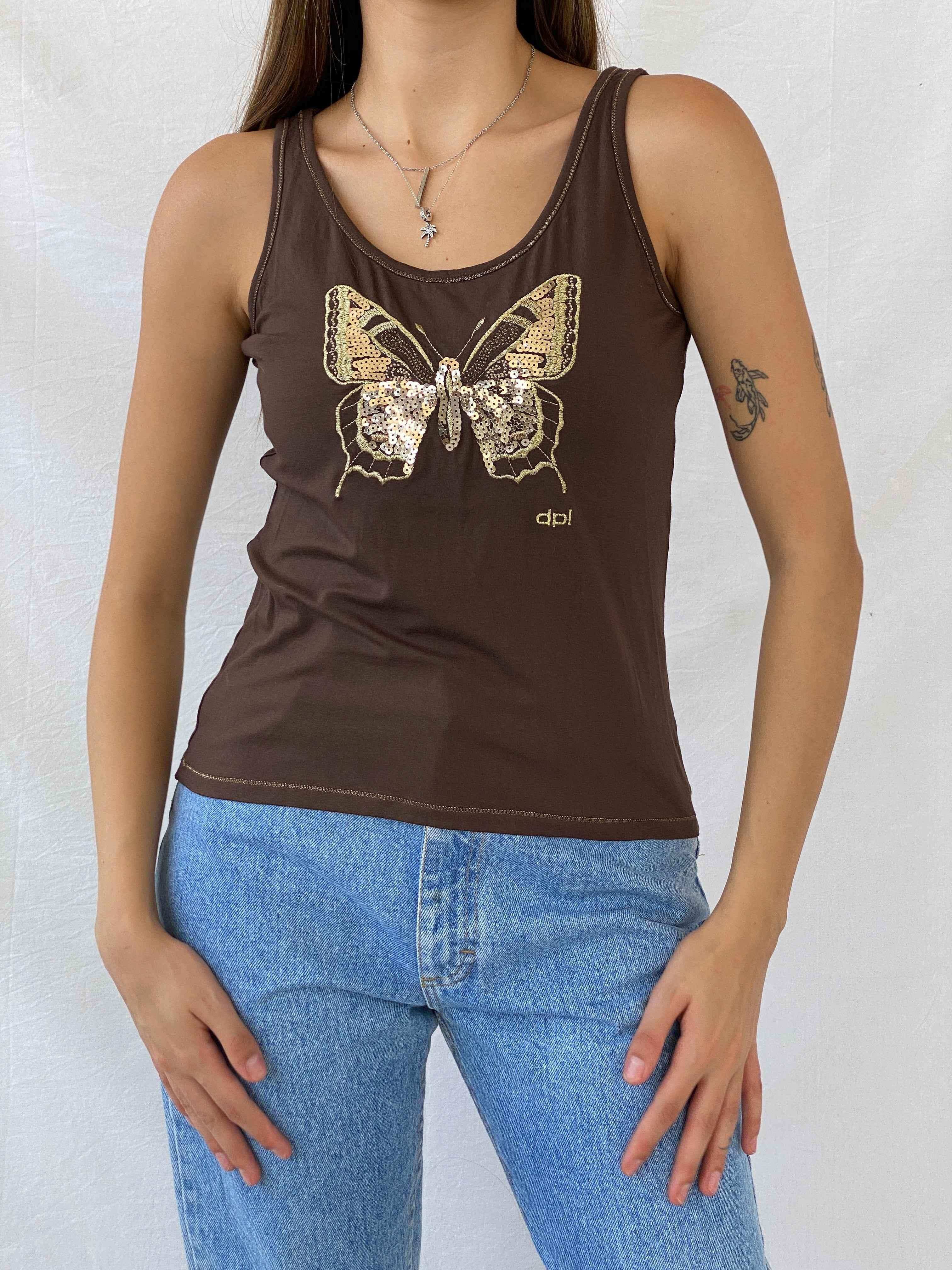 Y2K Derpouli Butterfly Top - Balagan Vintage Sleeveless Top 00s, consignment, Isabella, Mira