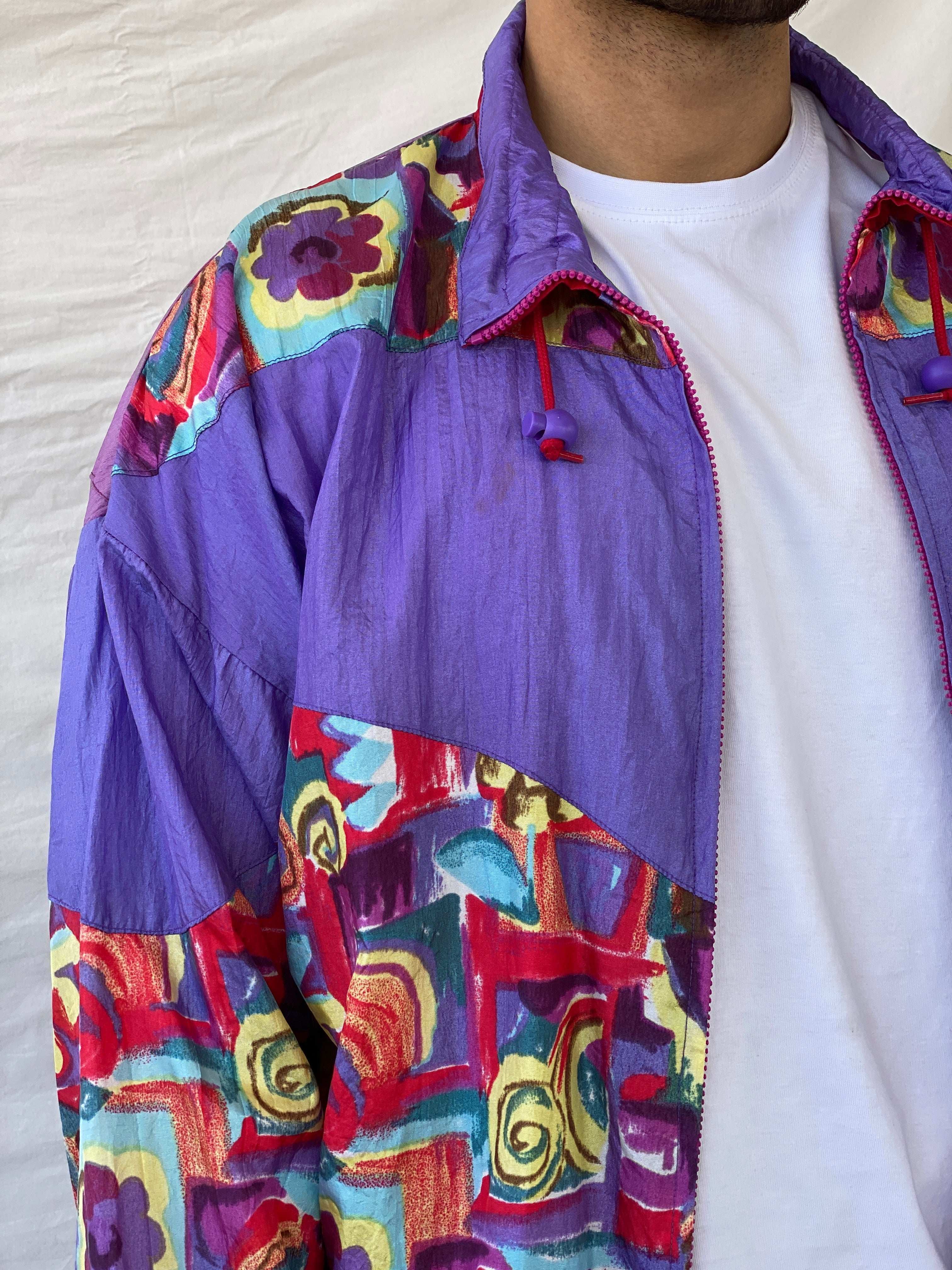 Vintage 80s/90s Profile Multi-Colored Windbreaker Jacket - L